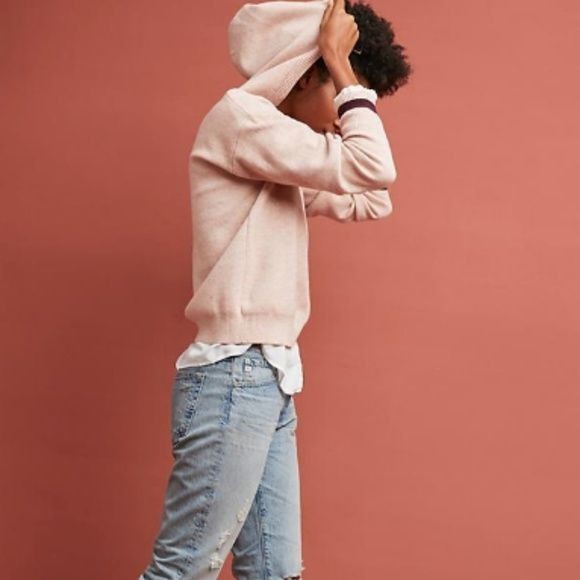 Anthropologie Moth Seward Pink V-Neck Hooded Top Size XS / US 0-2 / IT 36-38 - 2 Thumbnail