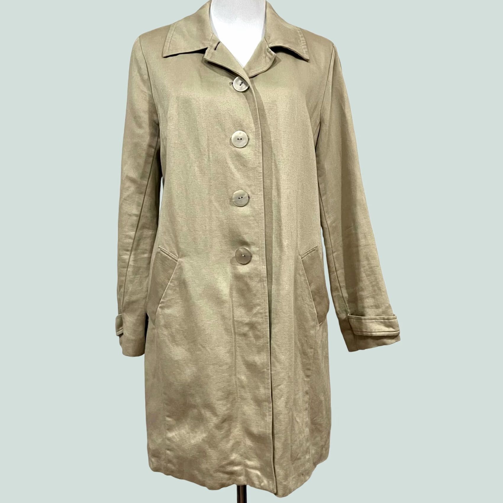 J. Jill J.Jill Beige Jacket Trench Coat Linen Cotton Lined Button Front Pockets Womens M Size M / US 6-8 / IT 42-44 - 1 Thumbnail