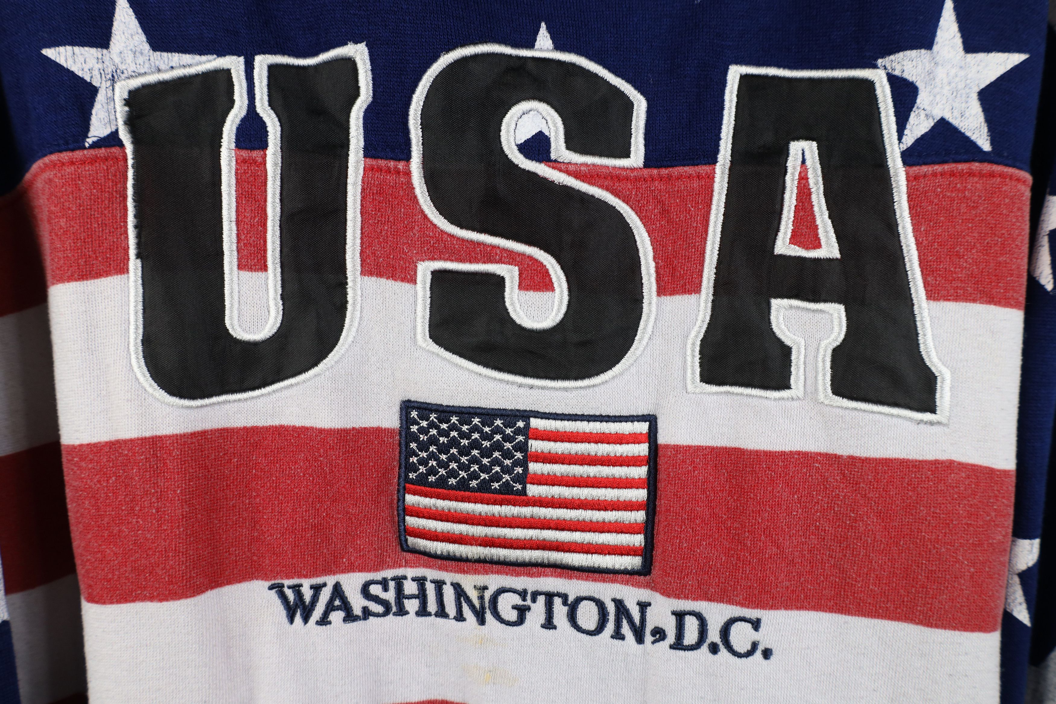 Vintage Vintage 90s Y2K Streetwear USA Flag Washington DC Hoodie Size US L / EU 52-54 / 3 - 4 Thumbnail