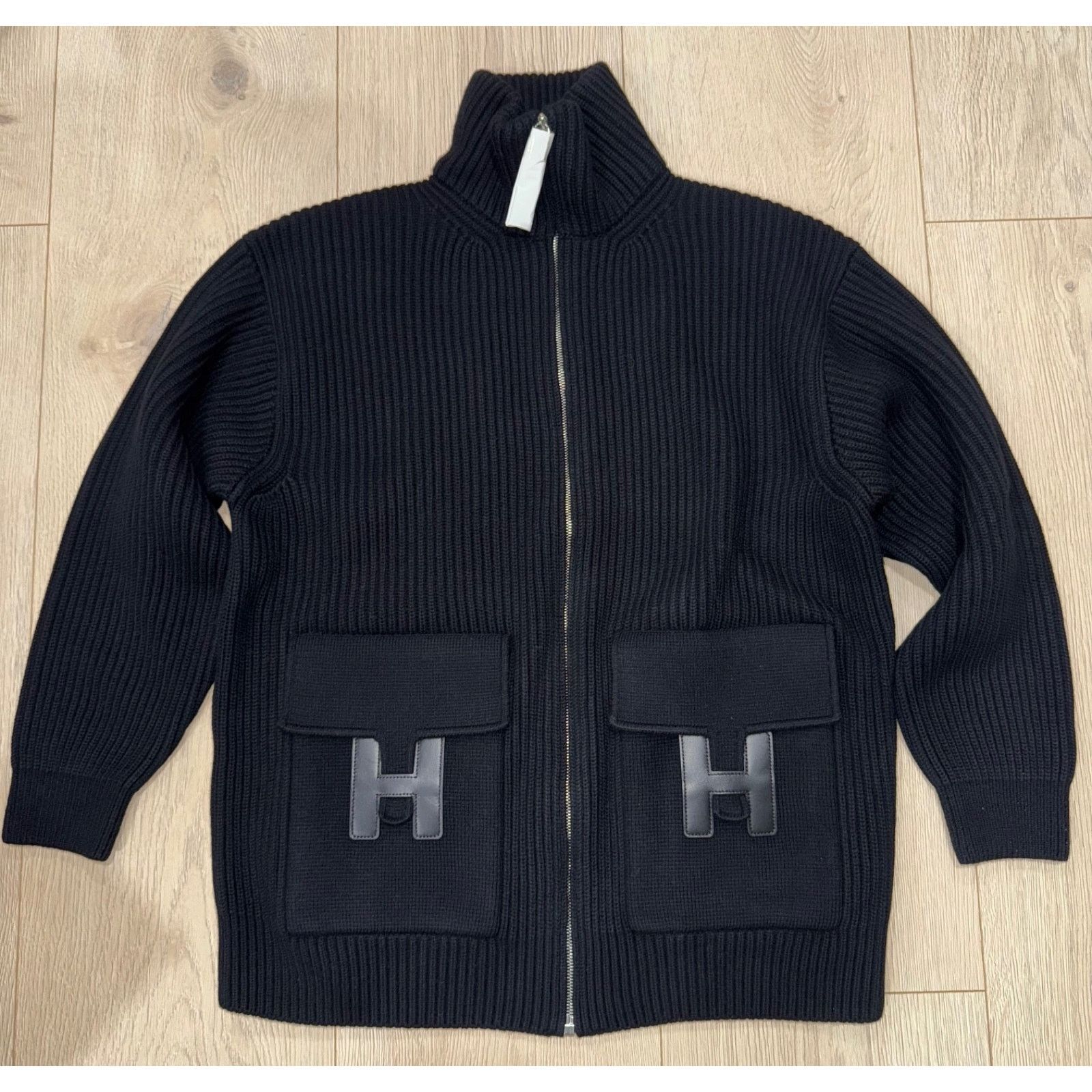 Hermes Logo Zip Up Zipper Cardigan Sweater Wool Knit Jacket 38 Size XS / US 0-2 / IT 36-38 - 2 Thumbnail