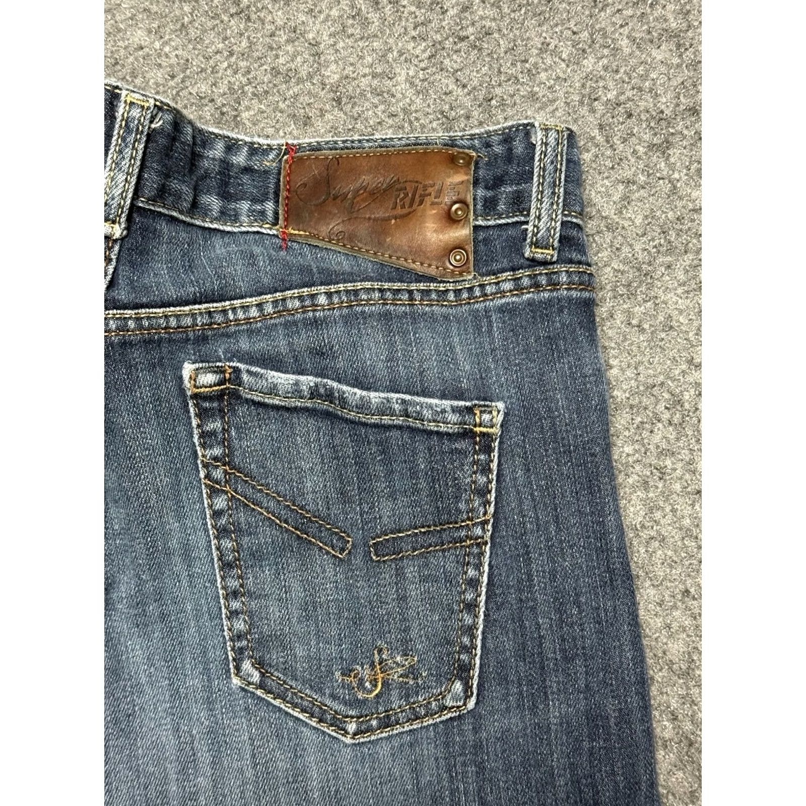 Denime Super Rifle Jeans Mens 30x29 Blue Denim Straight Regular 5-Pocket Distressed Button Zip Rise Low Inseam 29" Waist 30" Cotton Denim Vintage No Size US 30 / EU 46 - 3 Thumbnail