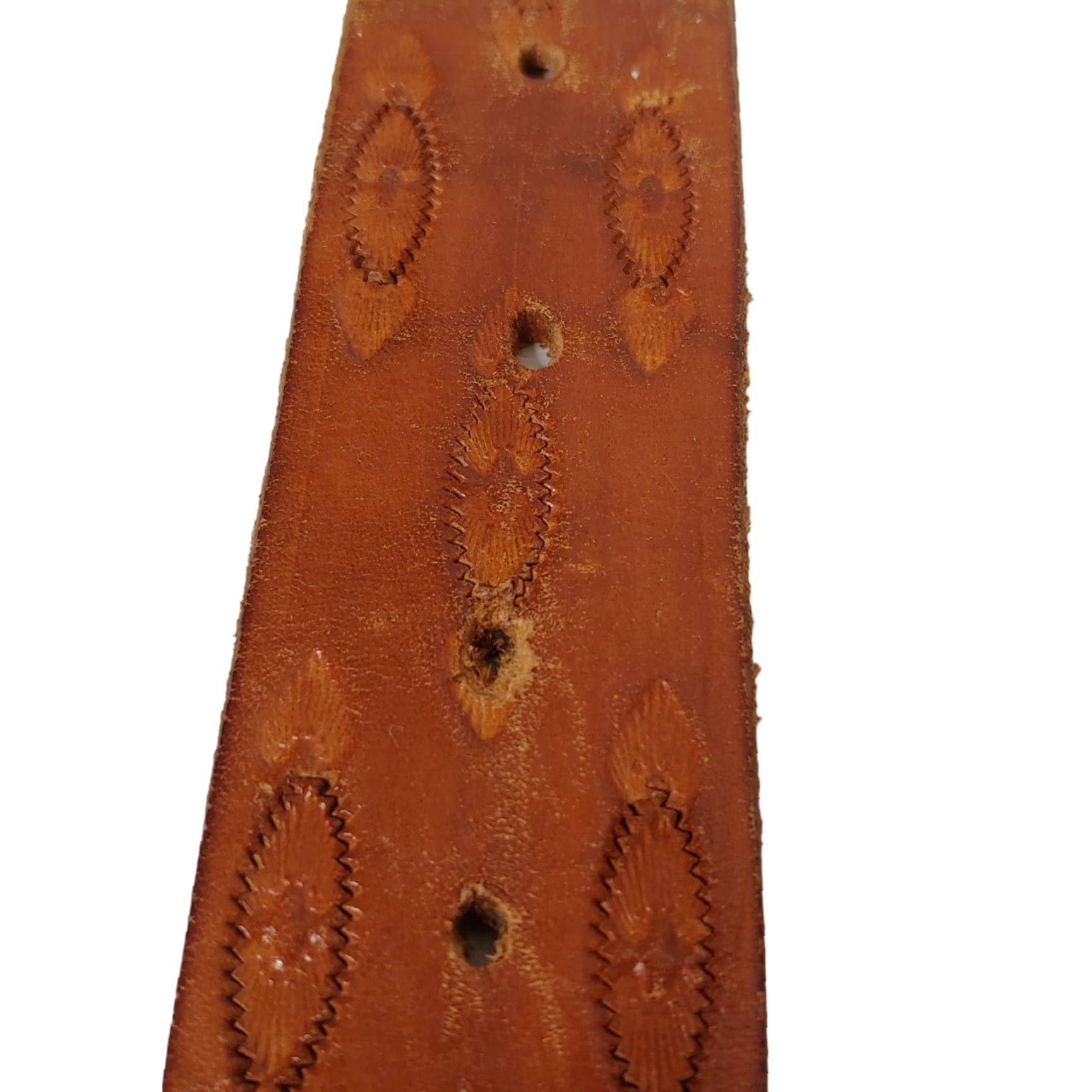Vintage VINTAGE Tooled Leather Belt Western 1.5" Wide Regular Men 33.25"-38.5" Brown Handcrafted __No Buckle__ Bands—Hand Tooled, Western Theme Size ONE SIZE - 3 Thumbnail