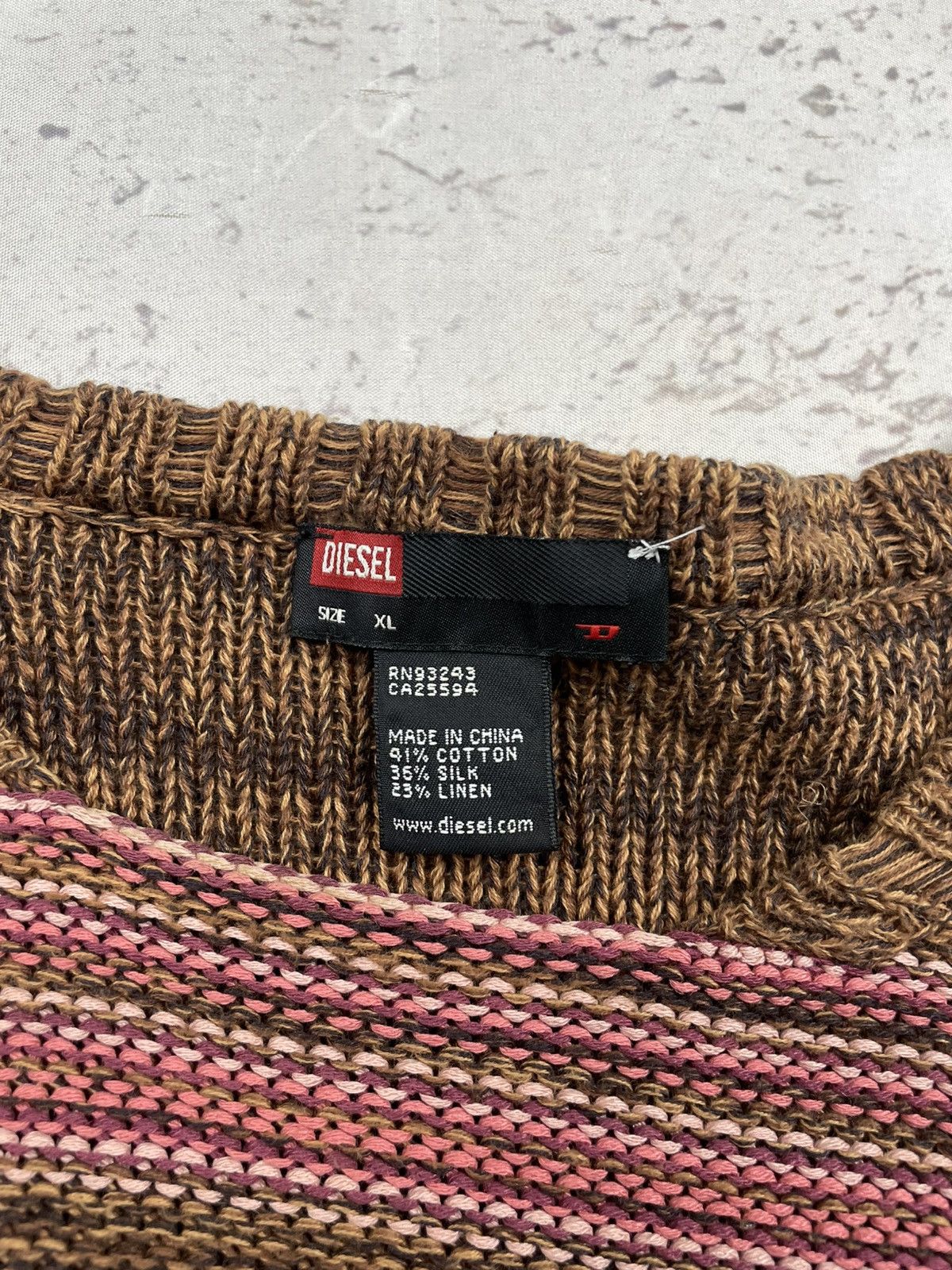 Diesel (Women’s) Diesel XL – Brown Linen Silk Sweater, Old Money Size XL / US 12-14 / IT 48-50 - 3 Thumbnail