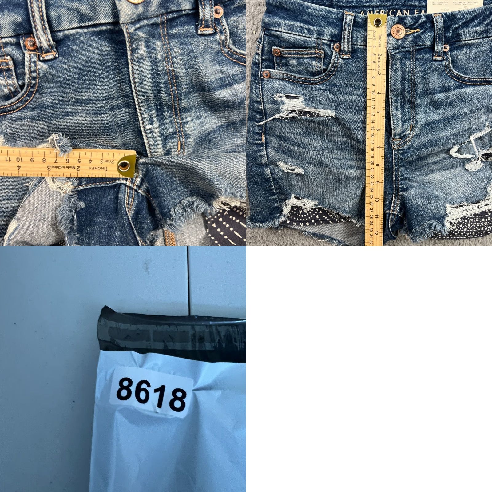 American Eagle Outfitters American Eagle Shorts Women's 4 Curvy Hi Rise Shortie Blue Denim Jorts Raw Hem Size 27" / US 4 / IT 40 - 8 Thumbnail
