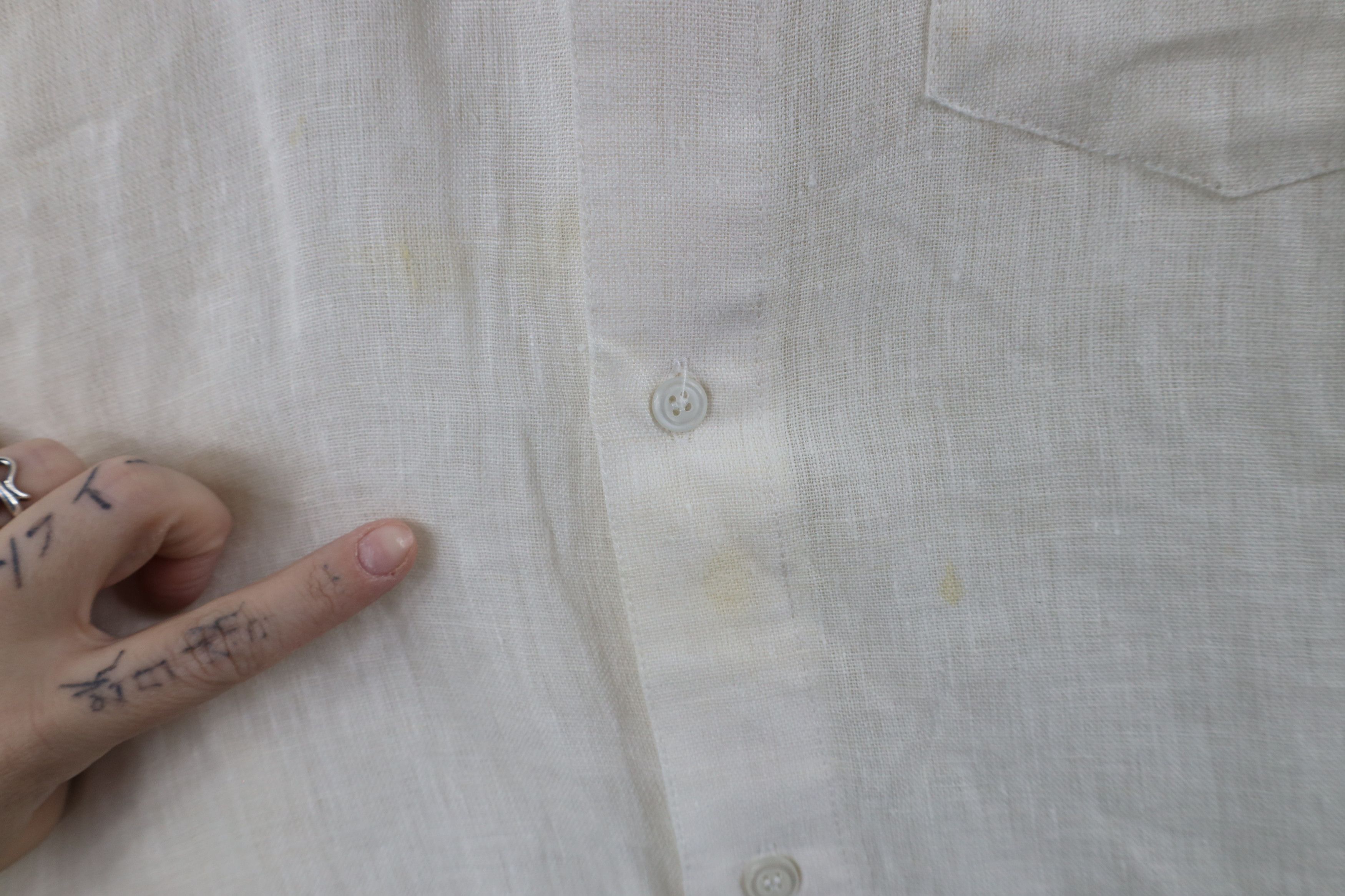 Vintage Vintage 90s Streetwear Linen Collared Button Shirt Cream Size US XL / EU 56 / 4 - 4 Thumbnail