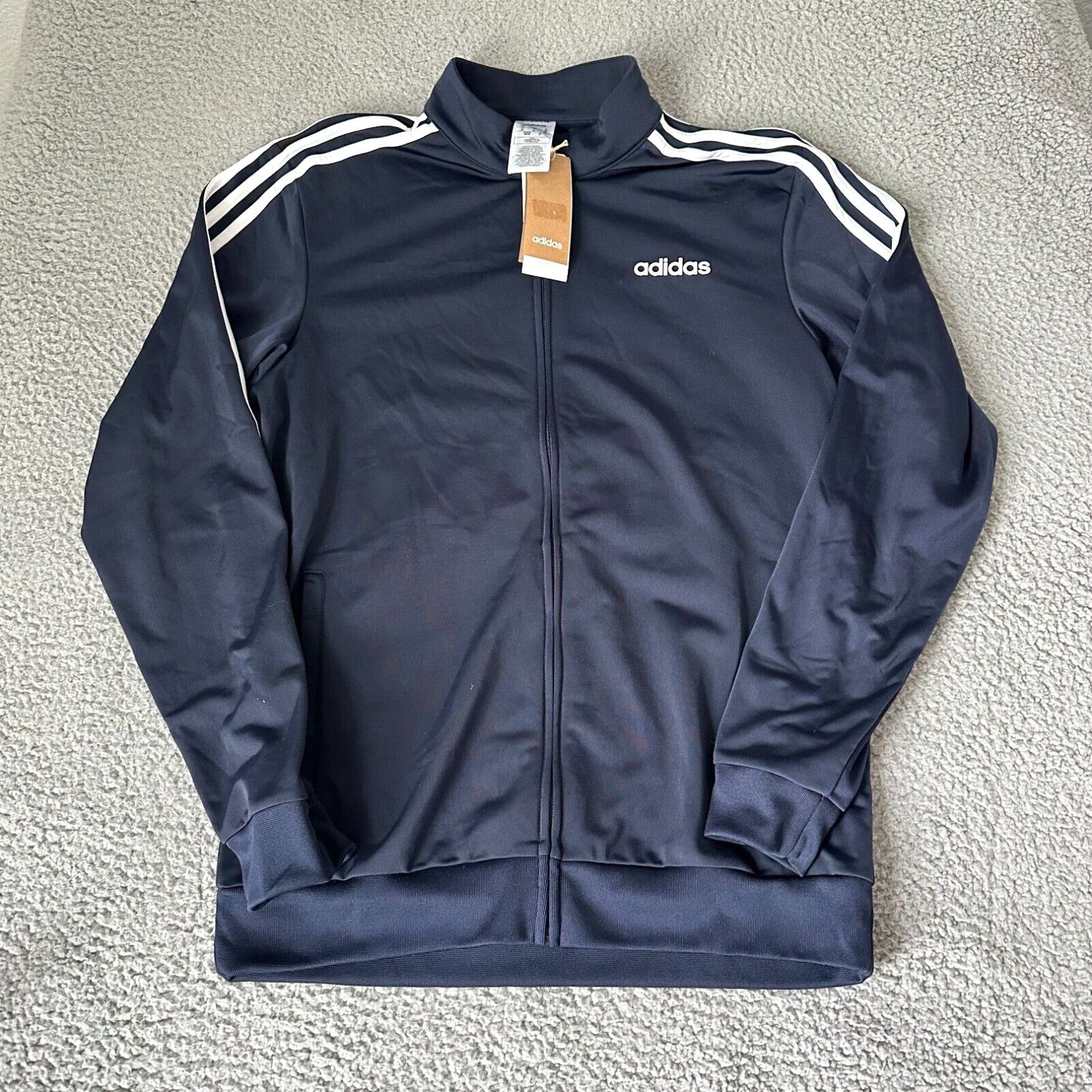 Adidas Adidas Jacket Adult Medium Blue White Striped Mens Soft Shell Track Suit Grailed