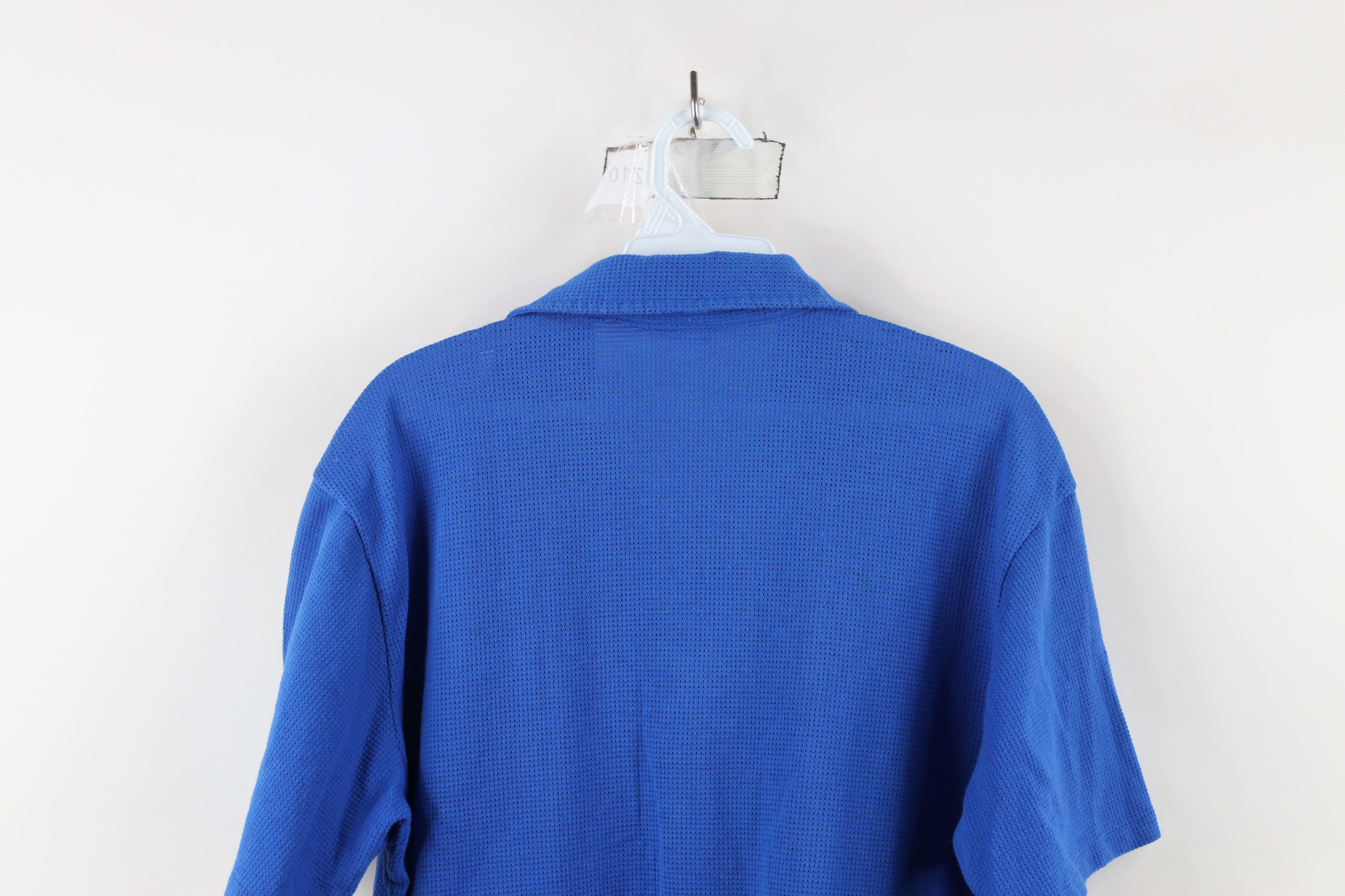 Majestic × Vintage Vintage 90s Majestic Blank Mesh Knit Polo Shirt Blue USA Size US L / EU 52-54 / 3 - 13 Thumbnail