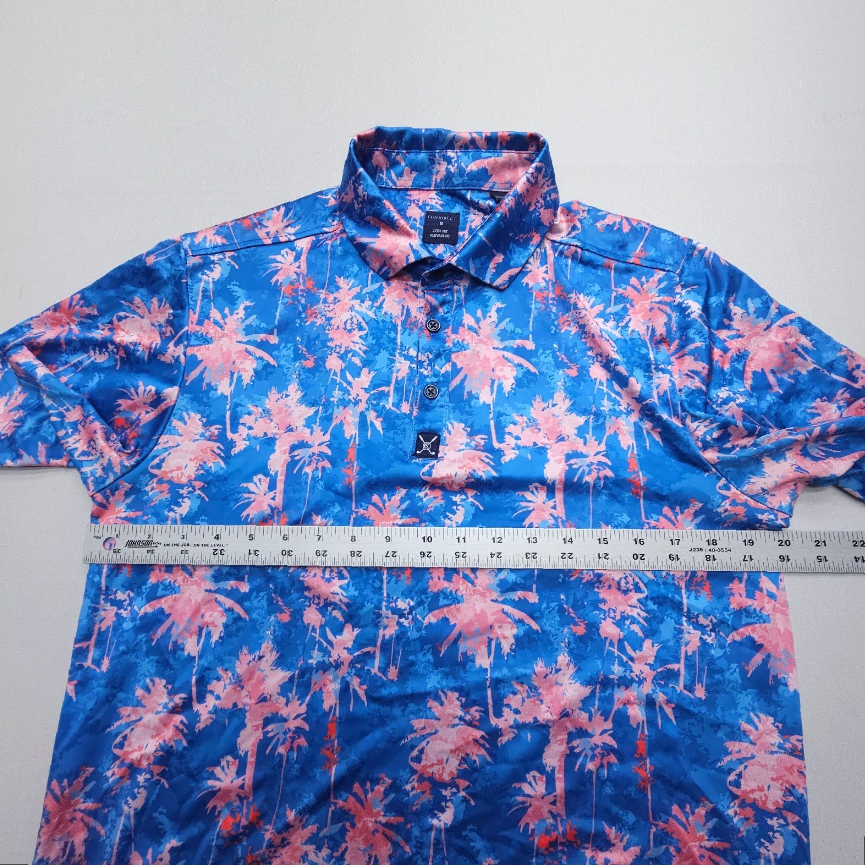 Vintage Con.Struct Quick Dry Performance Polo Mens Medium Tropical Print Stretch Golf Size US M / EU 48-50 / 2 - 6 Thumbnail