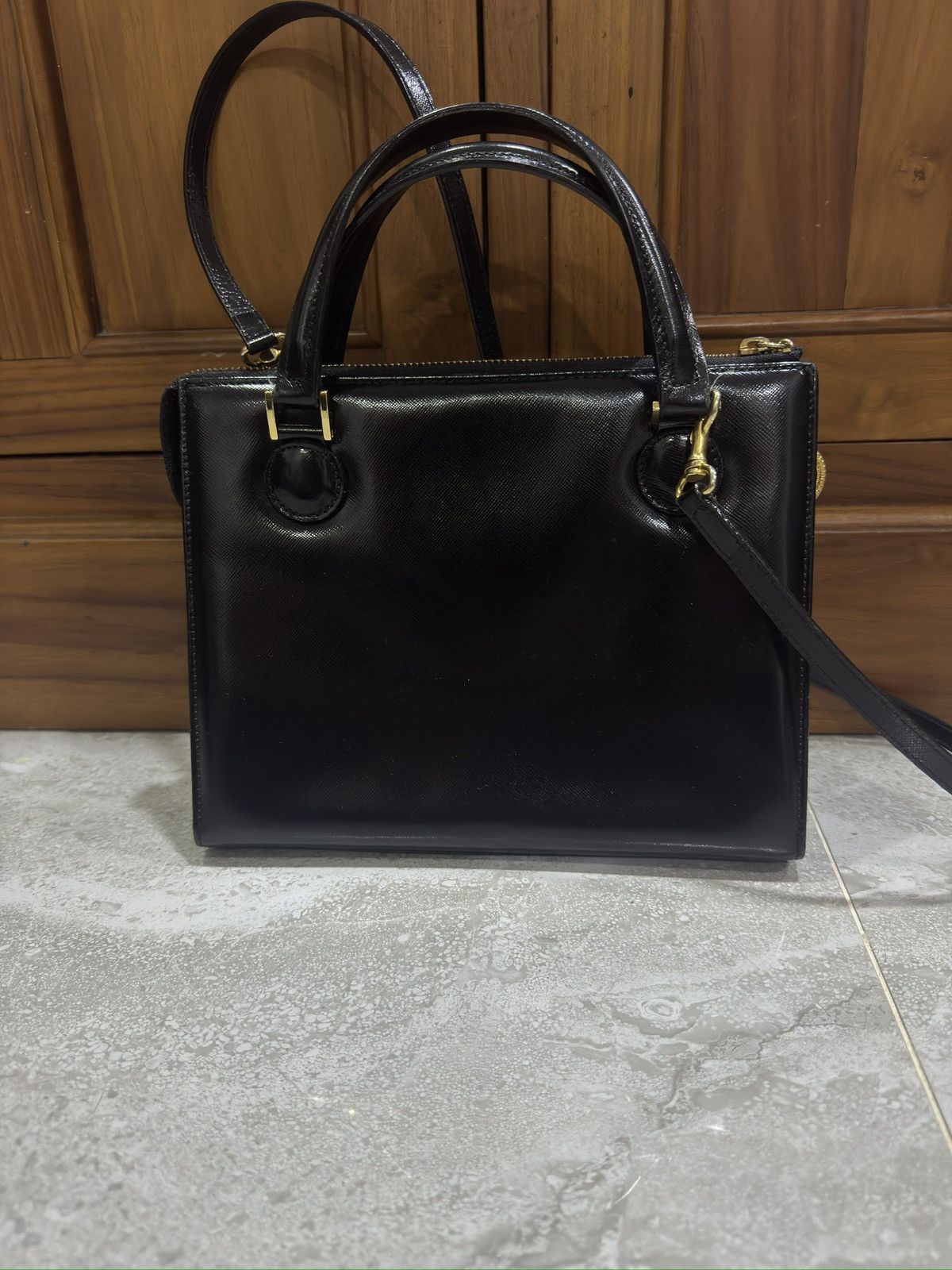 Other Authentic Gianni Versace Black Handbag Vintage Size ONE SIZE - 5 Thumbnail