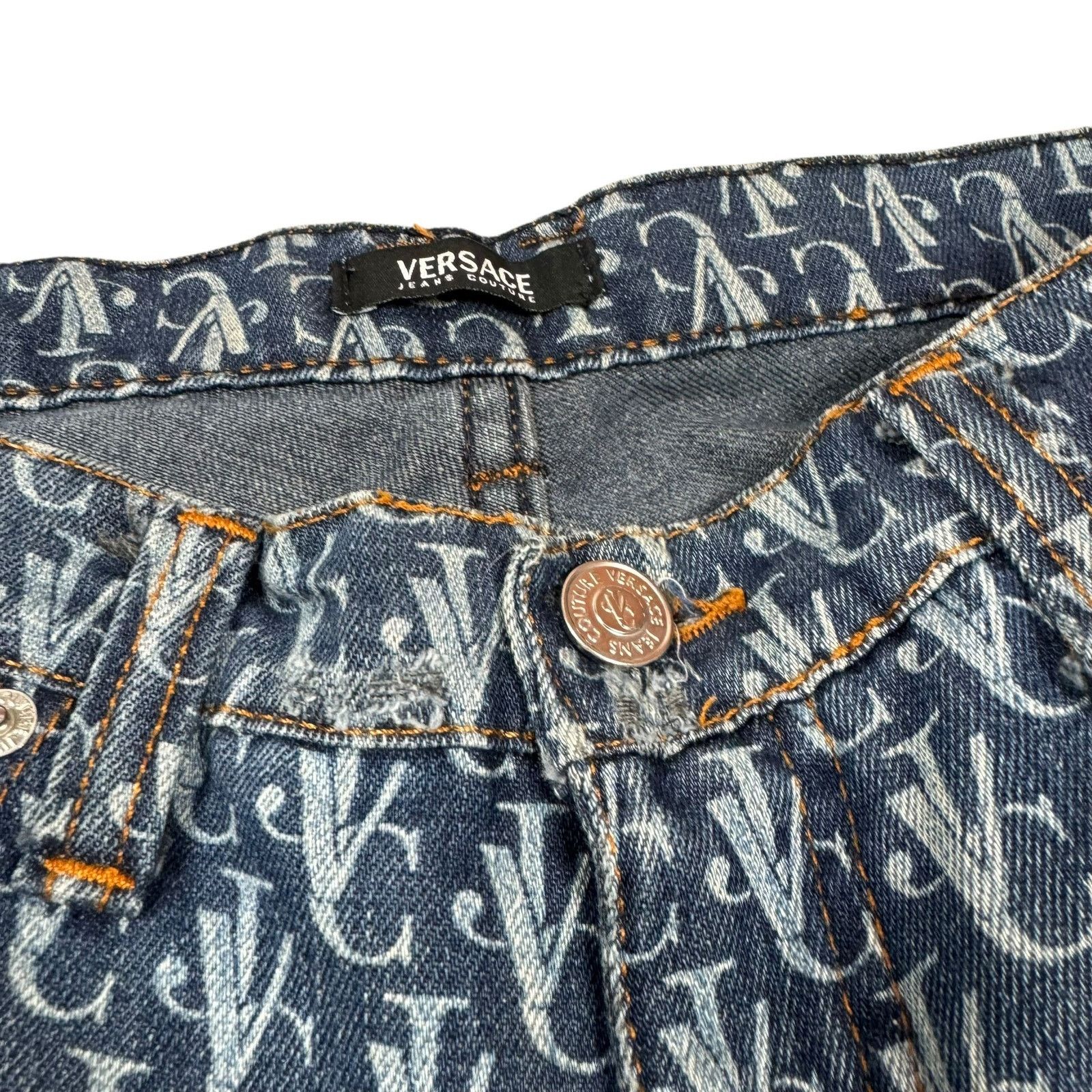 Versace Versace Jeans Couture Women's Blue Logo Monogram Capri Jeans Size 32" / US 10 / IT 46 - 2 Thumbnail