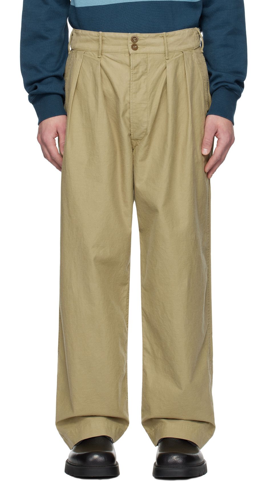 RRL Ralph Lauren Khaki Pleated Chino Trousers Size US 29 - 14 Thumbnail