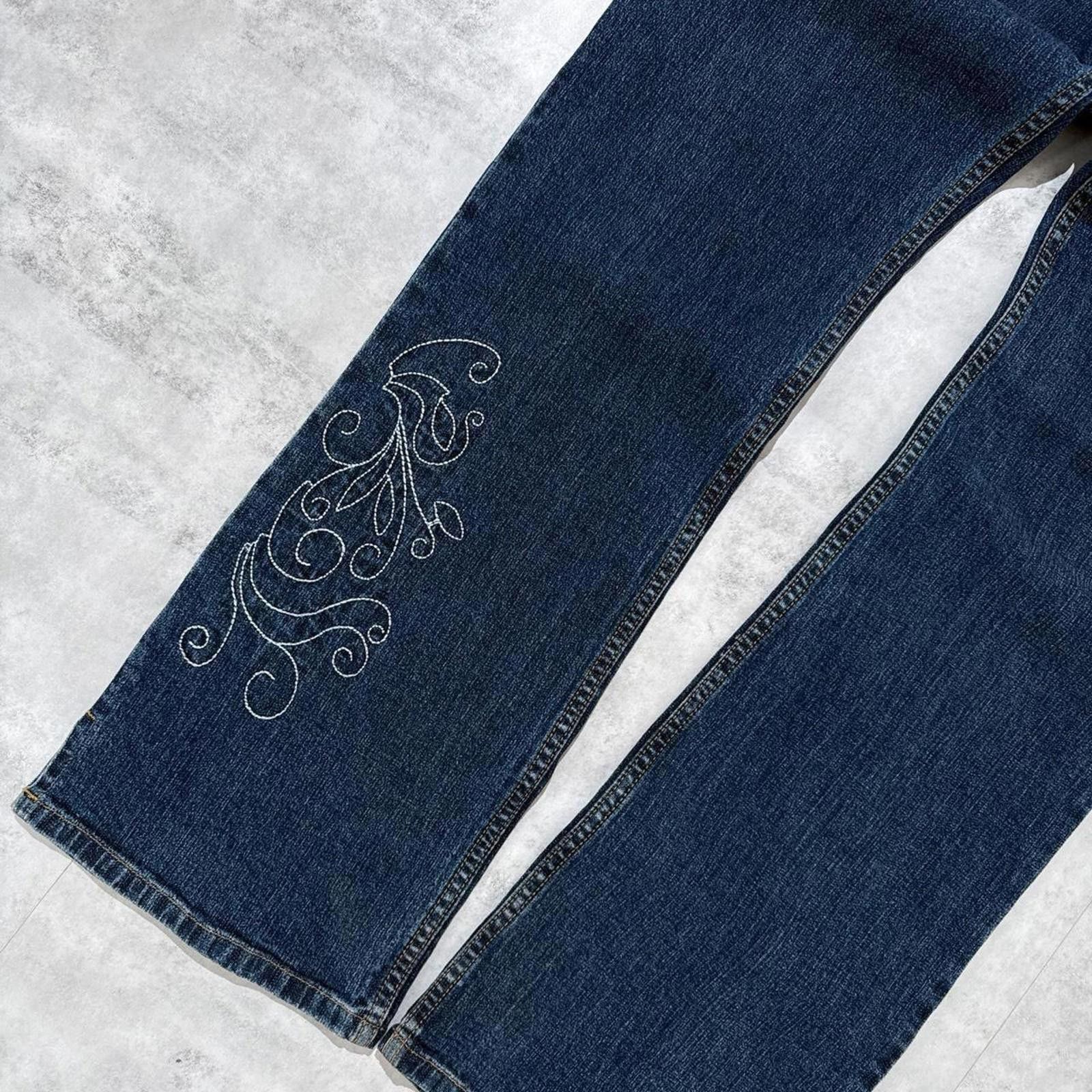 Other Y2K Zena Flared Denim Embroidered Jeans Size 30" / US 8 / IT 44 - 7 Thumbnail