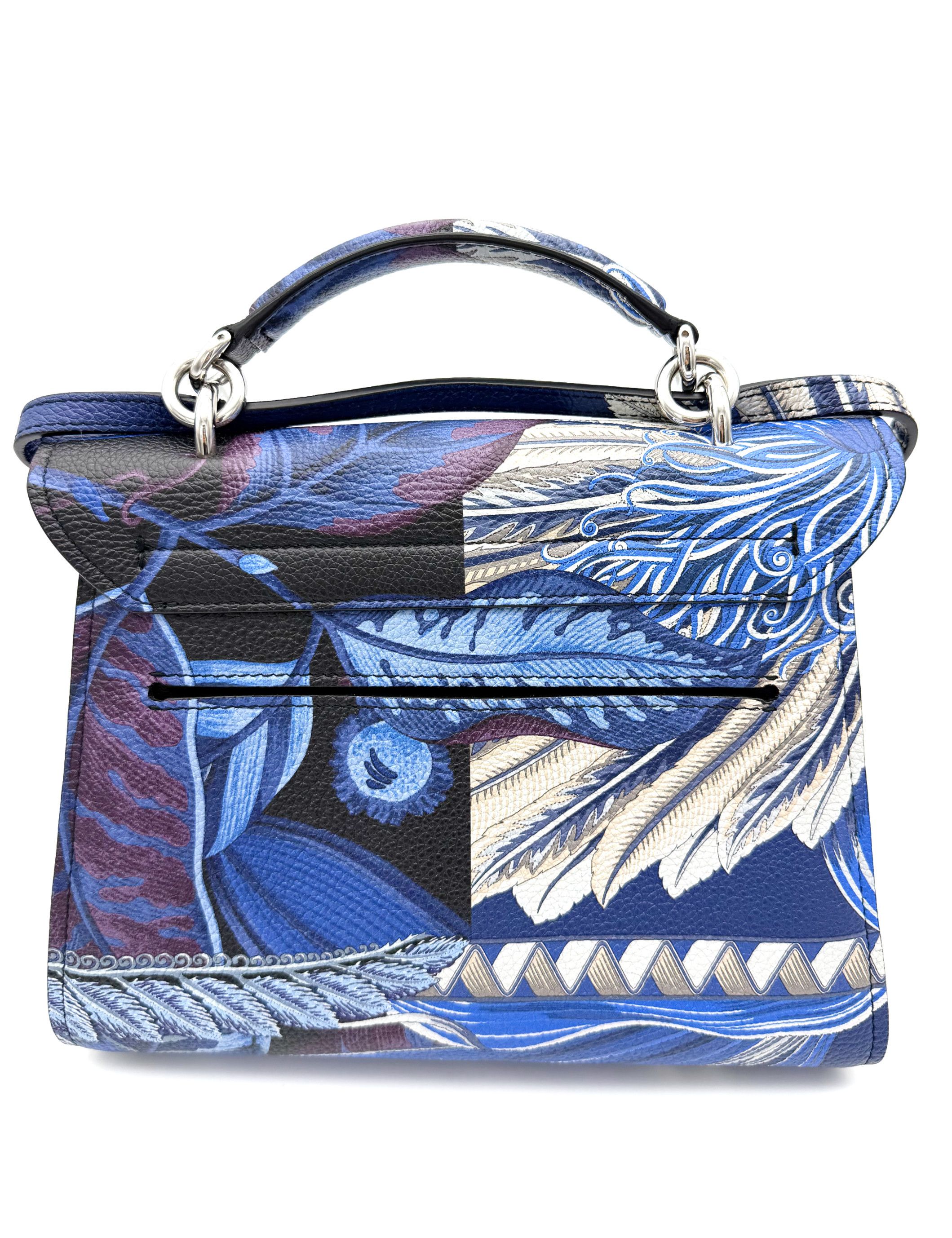 Salvatore Ferragamo Salvatore Ferragamo Floral Print Calfskin Flap Bag – Blue Size ONE SIZE - 2 Thumbnail