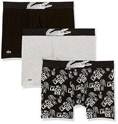 Lacoste Men's 3 Pack Cotton Stretch Boxer Briefs, Gray Chine,S