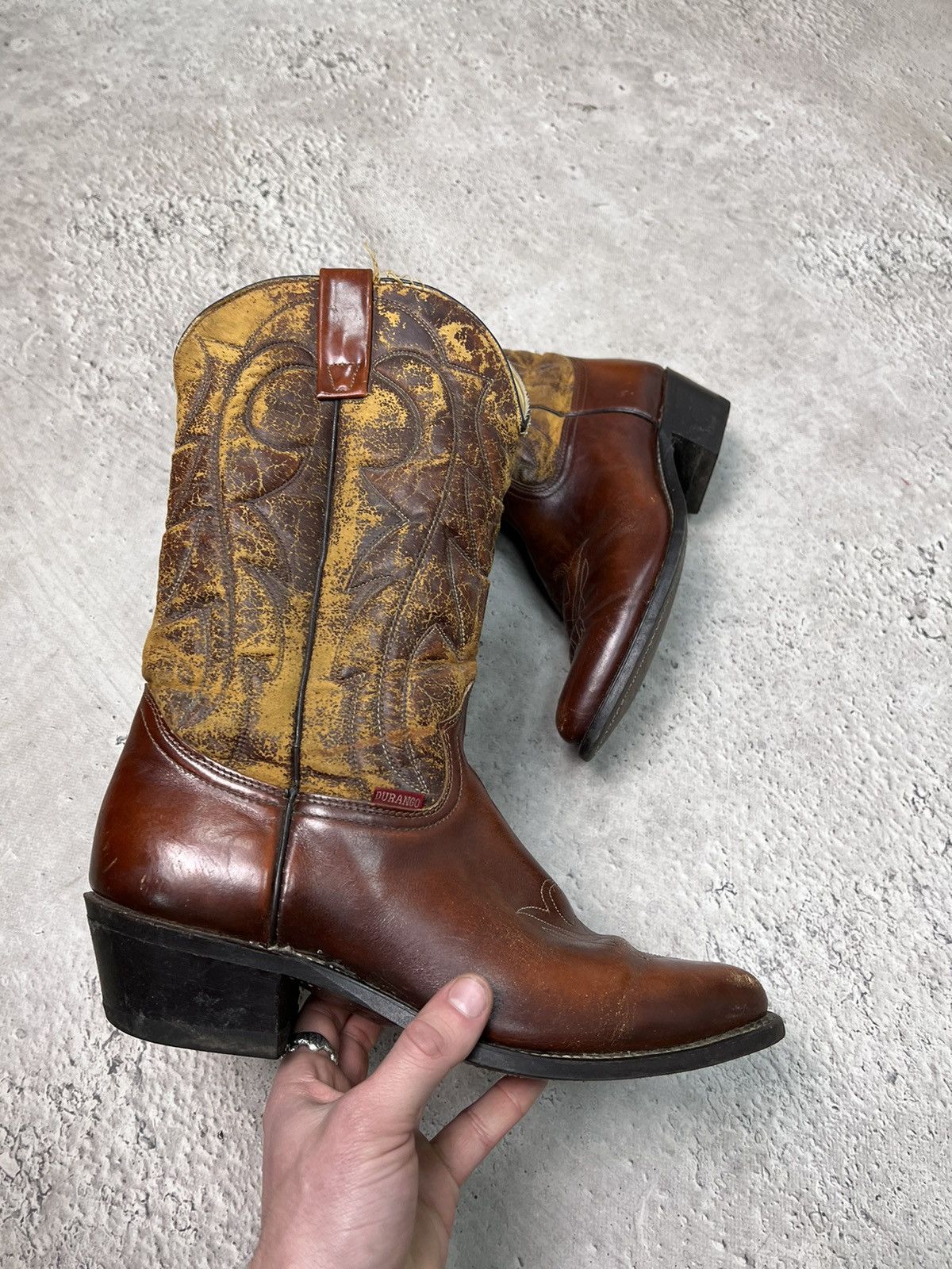 Vintage × Western Rise 90s Vintage Leather Cowboy Boots Western shoes USA Size US 9.5 / EU 42-43 - 13 Thumbnail