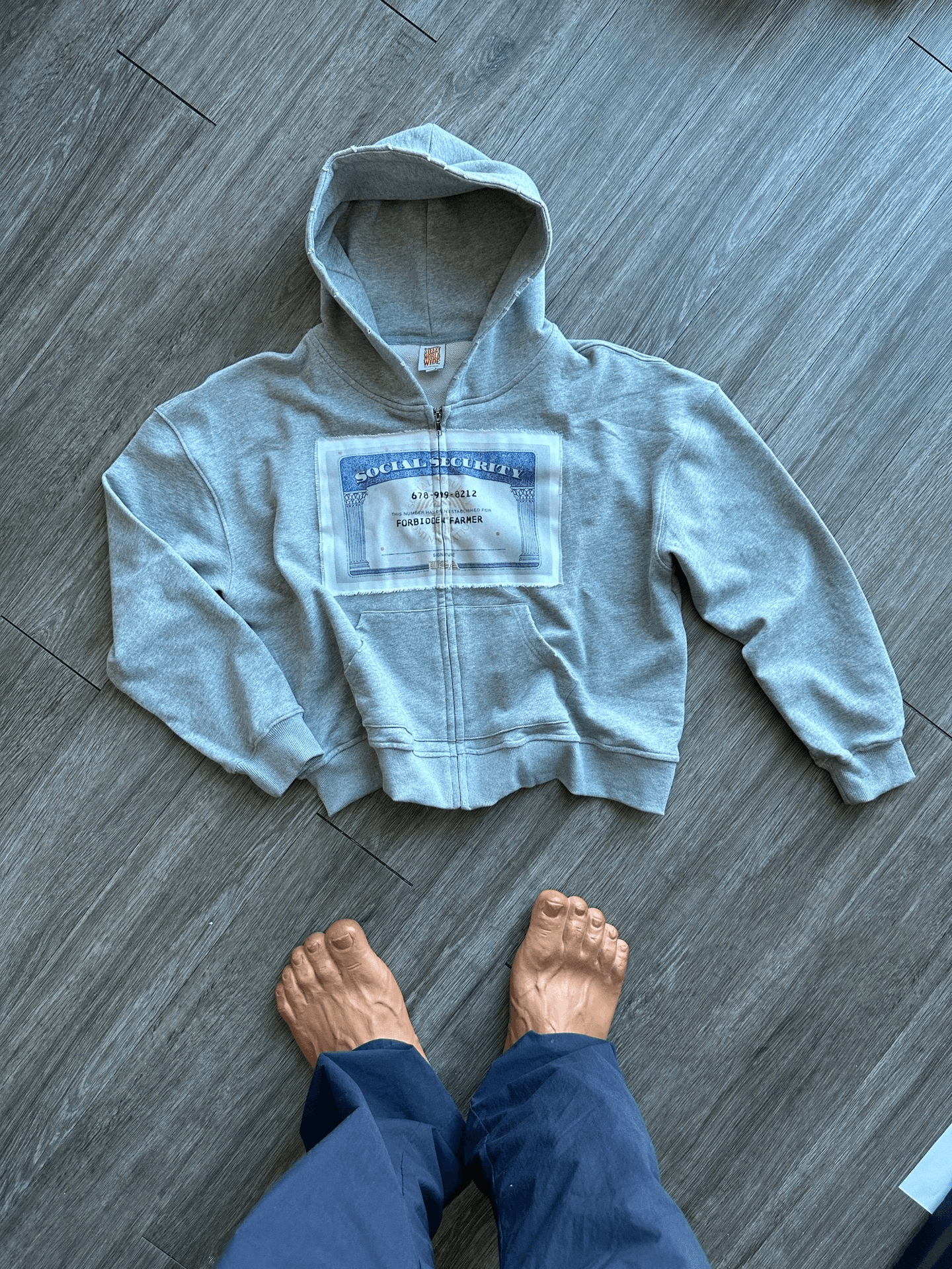 Japanese Brand × Streetwear Social Security Card Y2K Zip Up Hoodie