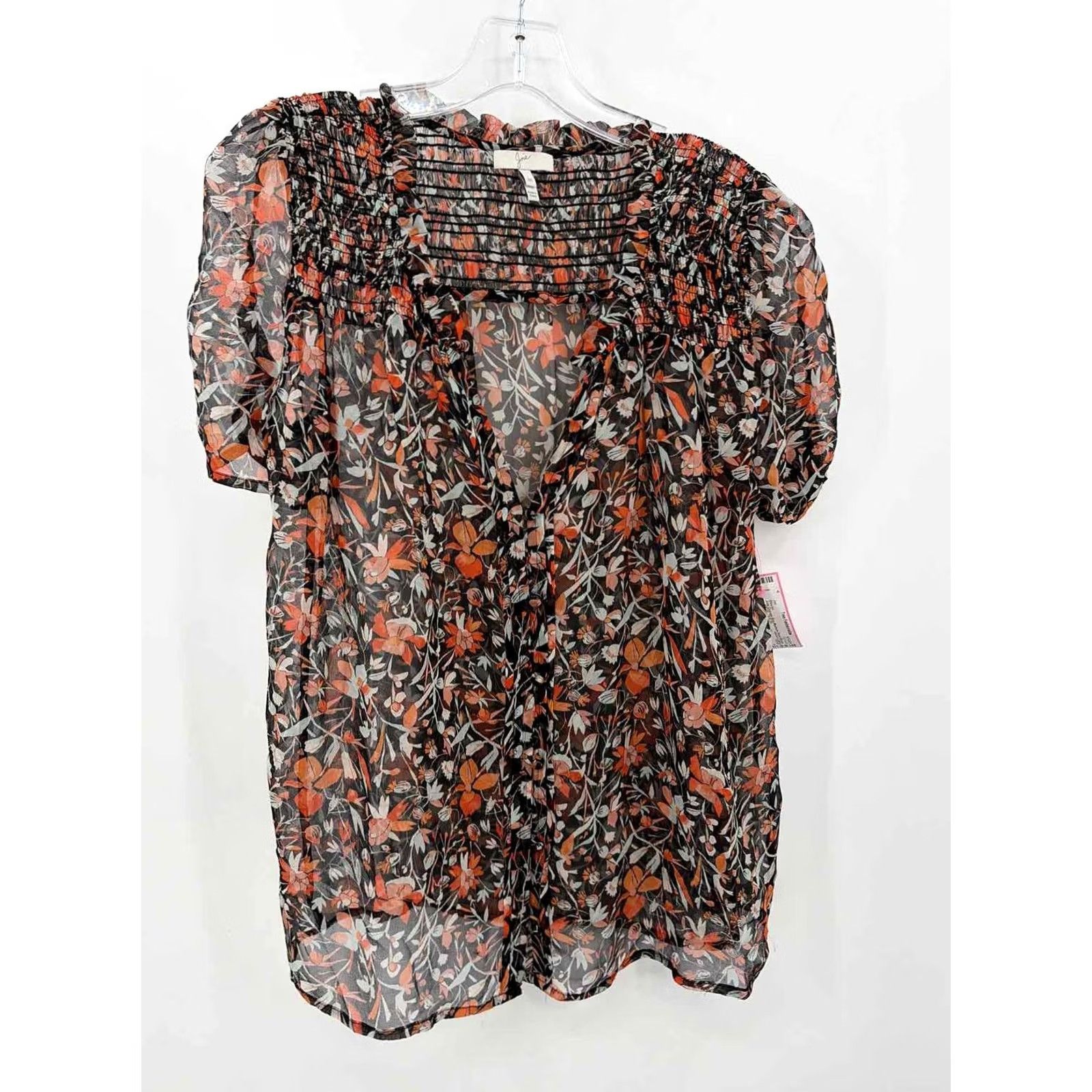Joie Joie Blouse Medium Orange Pre Owned Size Floral Size M / US 6-8 / IT 42-44 - 2 Thumbnail