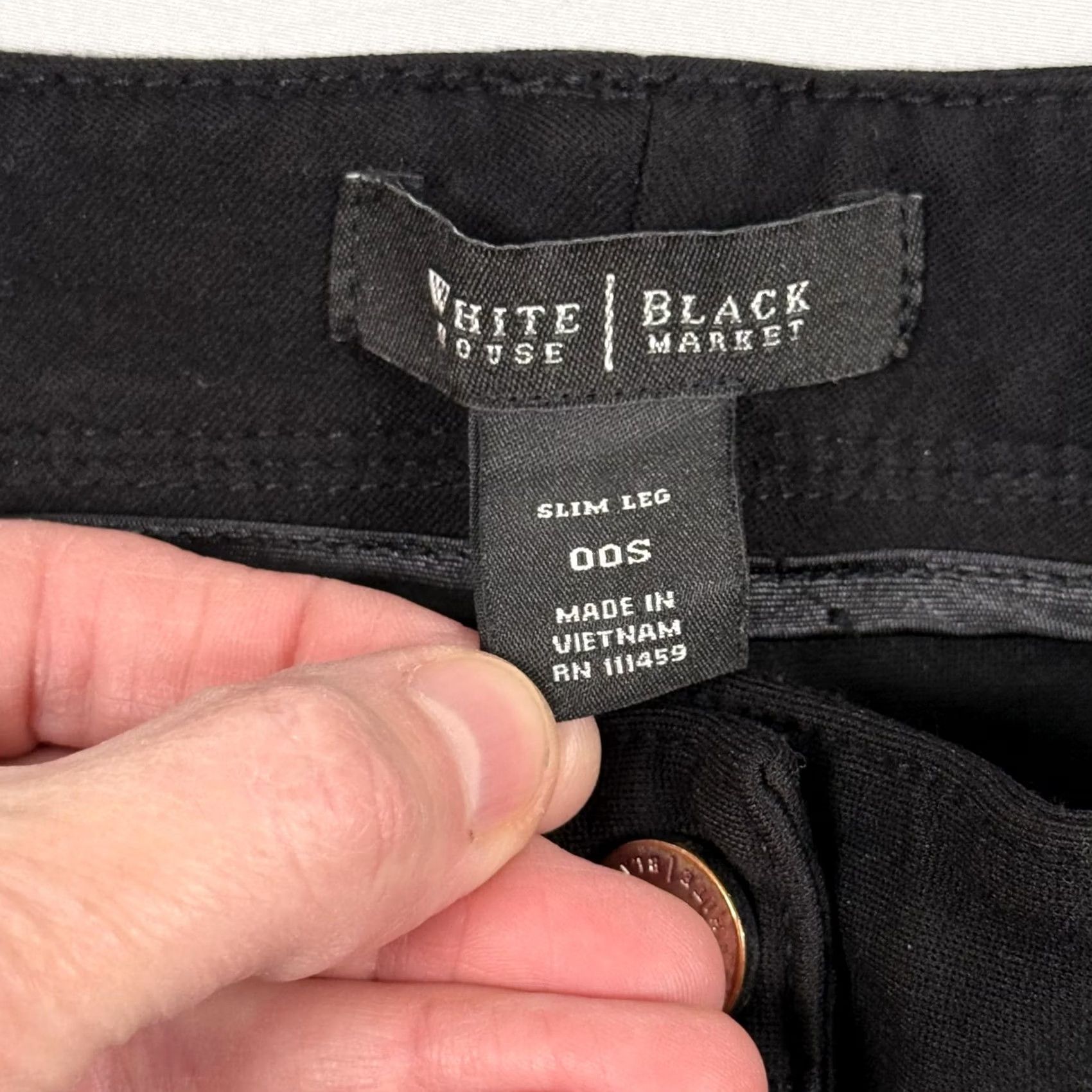 White House Black Market WHBM Pant 00 Slim Leg Stretch Minimalist Office Corpcore Y2K Career Retro Chic Womens Pants Size 24" / US 00 / IT 34 - 4 Thumbnail