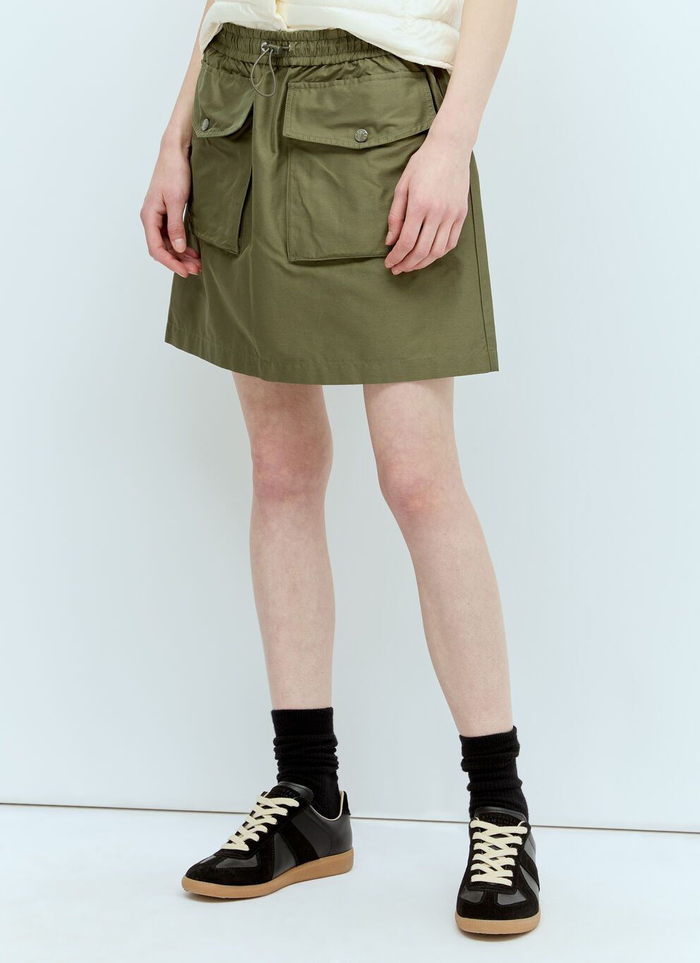 image of Moncler Drawstring Mini Skirt in Green, Women's (Size 26)
