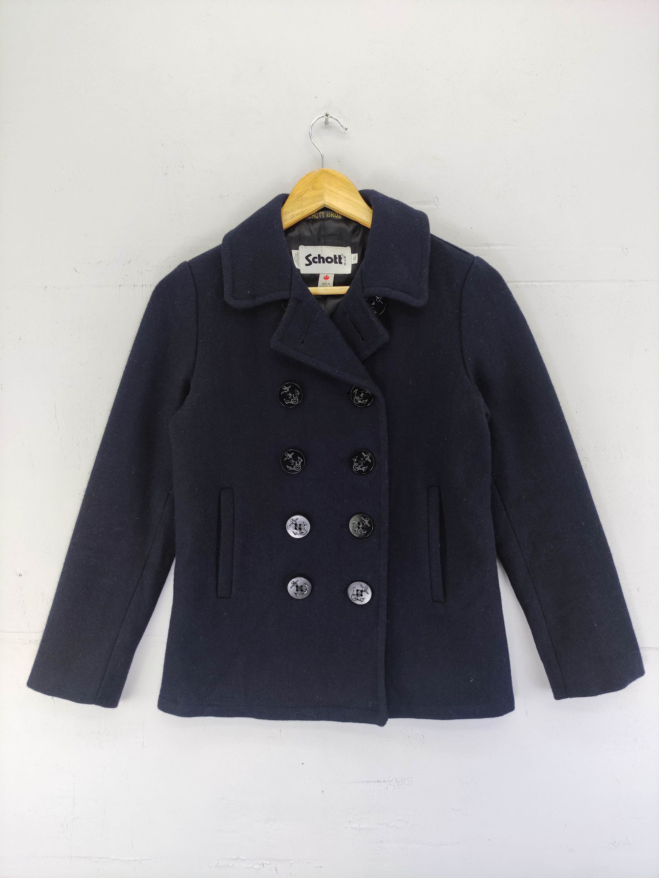 Schott Vintage Schott Double Breasted Wool Coat Jacket Size XS / US 0-2 / IT 36-38 - 1 Thumbnail