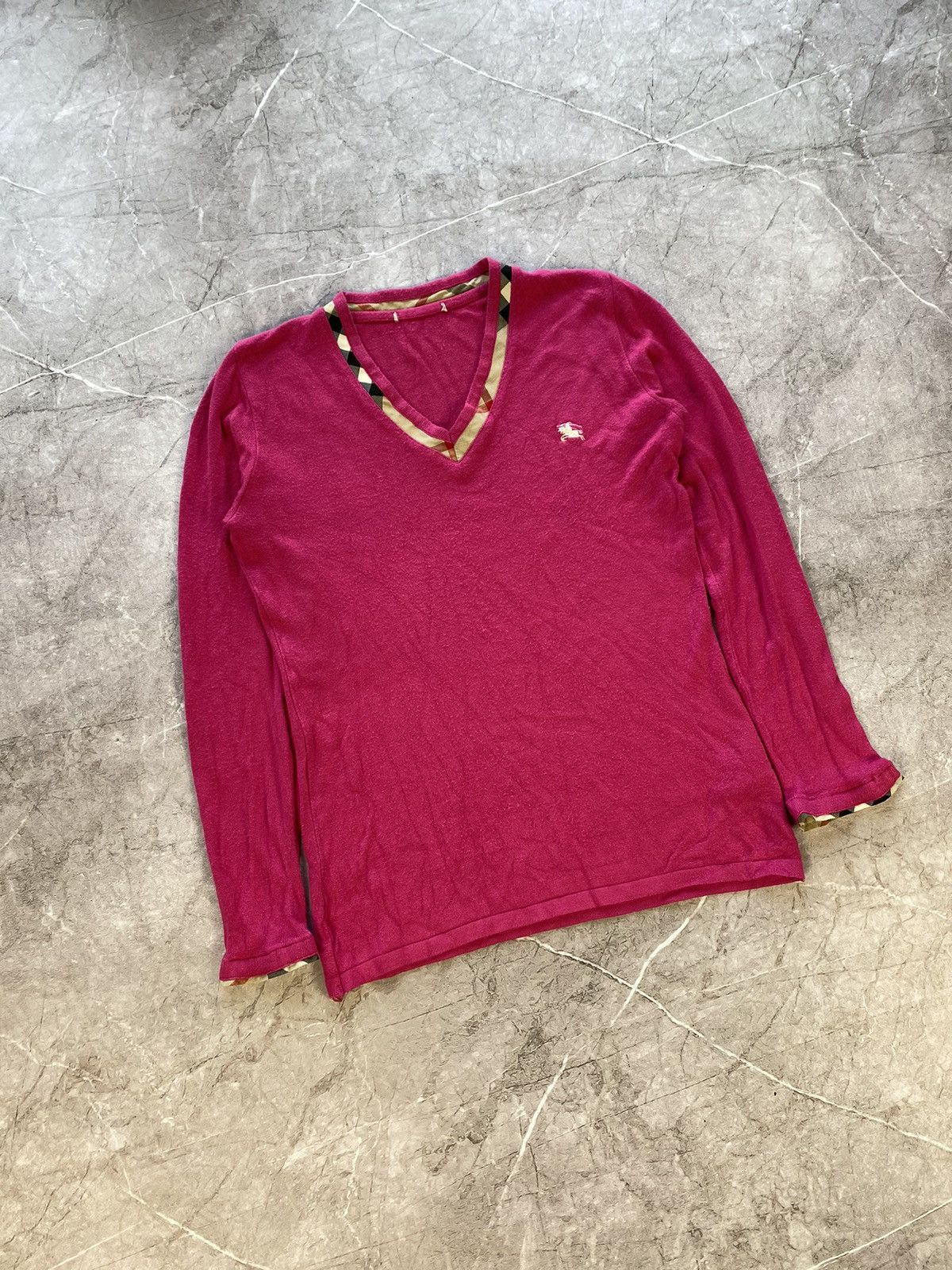 Burberry × Vintage Vintage Burberry London Nova Check V-Neck Women Sweatshirt Size XL / US 12-14 / IT 48-50 - 1 Thumbnail