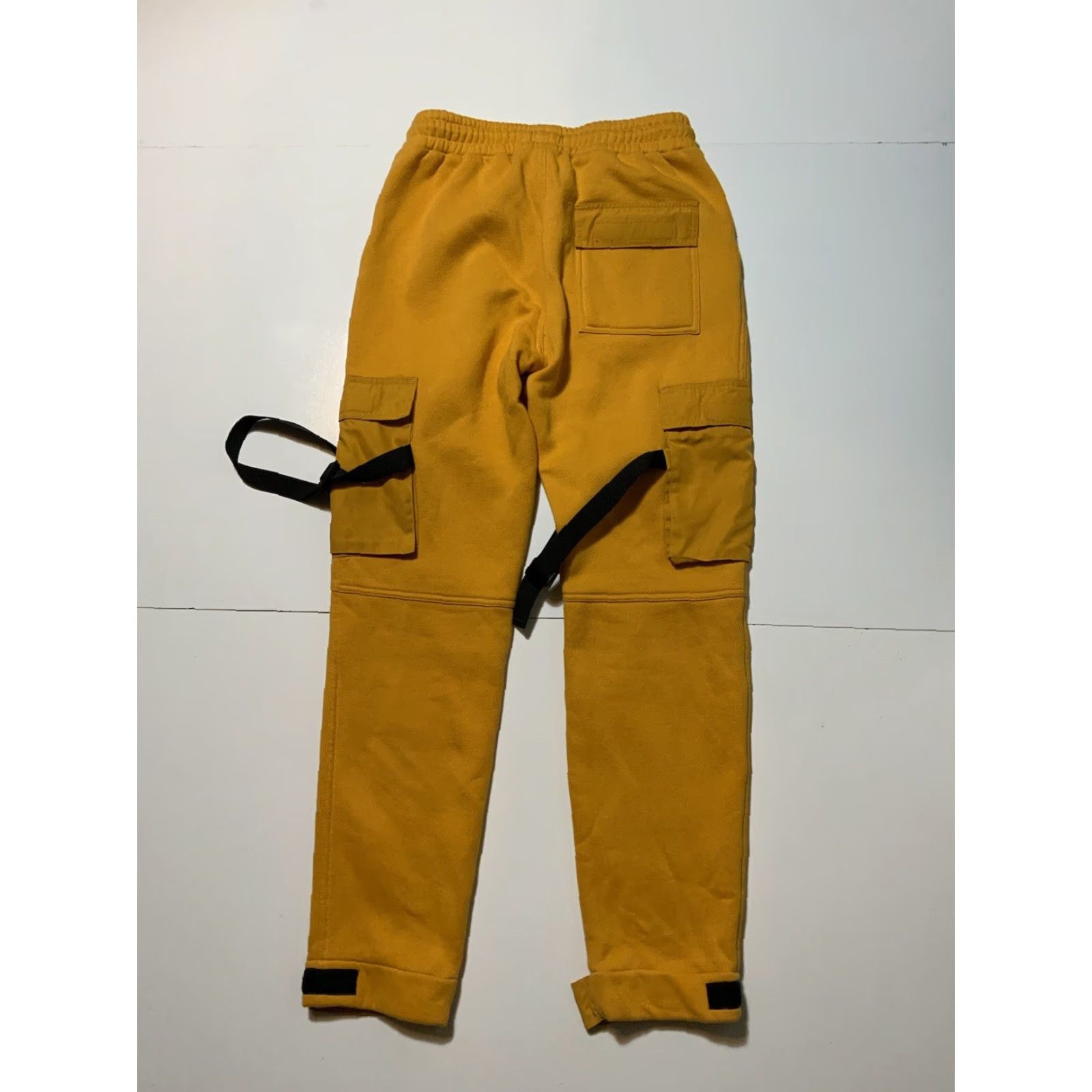 Vintage EPTM Mustard Yellow Black Straps Cargo Drawstring Slim Fleece Track Sweatpants S Men Regular Pants Sweatpants Slim 30-34 Inseam 32 Velcro Straps Size US 29 - 5 Thumbnail