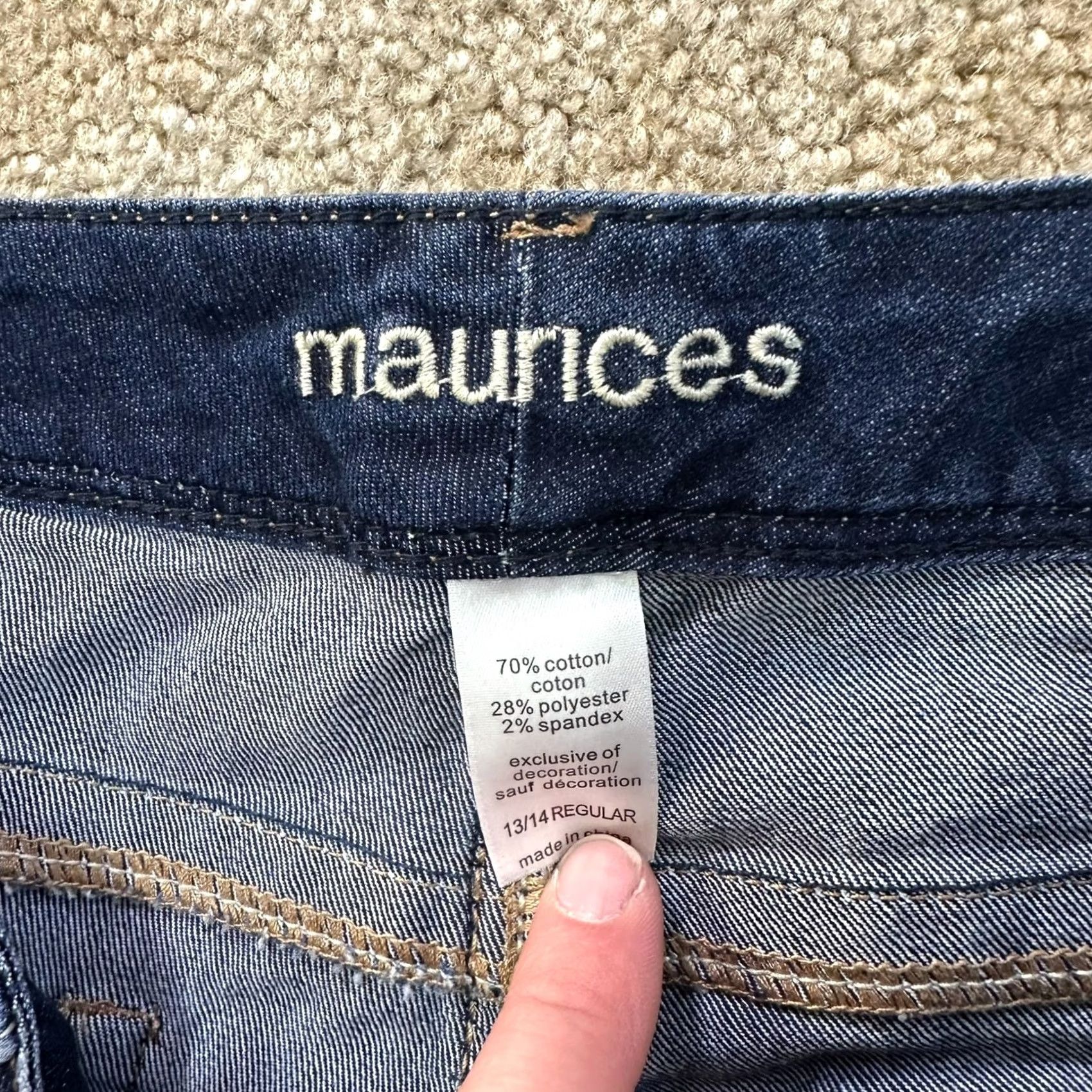 Vintage Maurices Jeans Women's 13/14 Blue Denim Stretch Low rise Bootcut Size 36" / US 14 / IT 50 - 3 Thumbnail