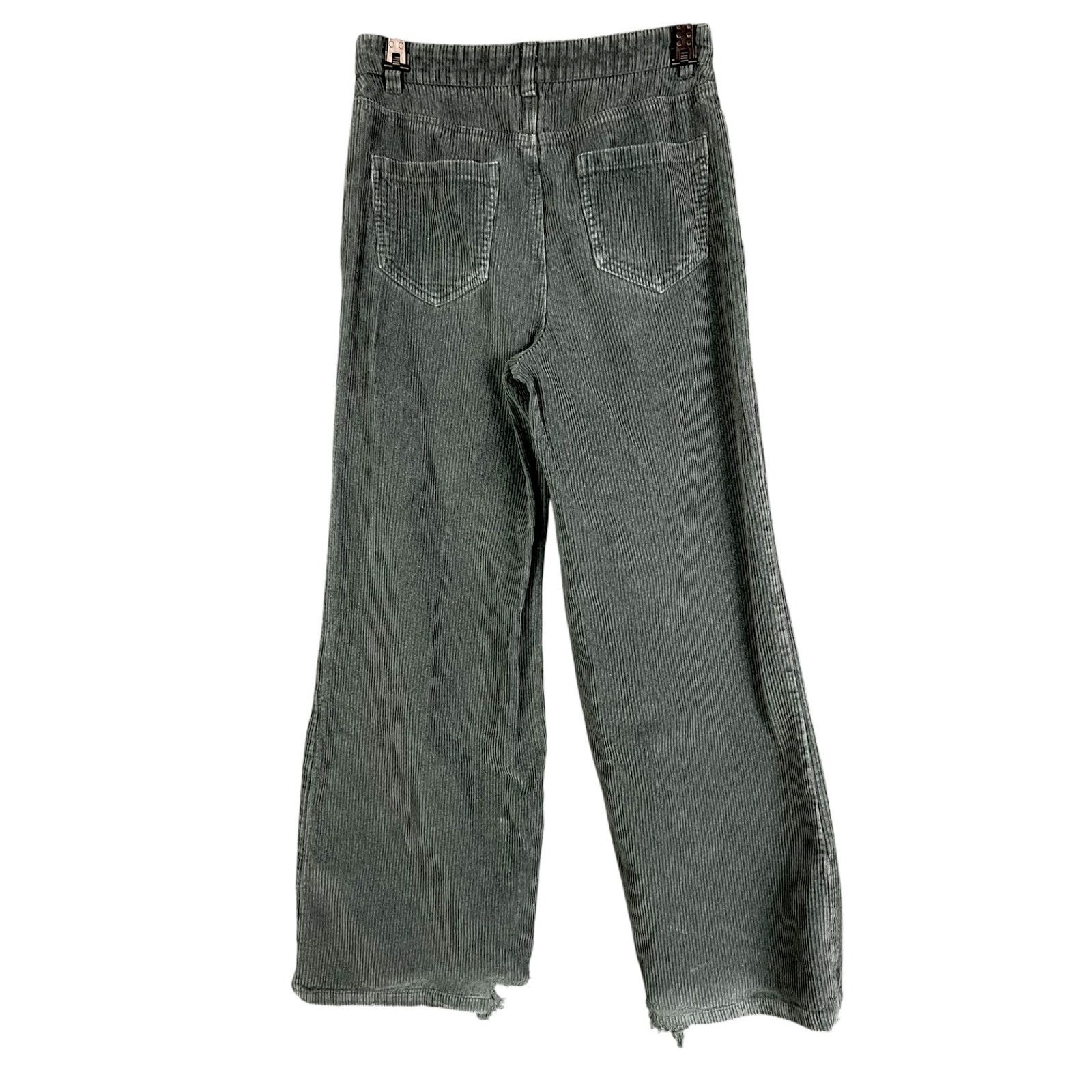 Rsq RSQ Women's 25 Grey Green Wide Leg Cotton Corduroy Pants Size 25" / US 0 / IT 36 - 2 Thumbnail
