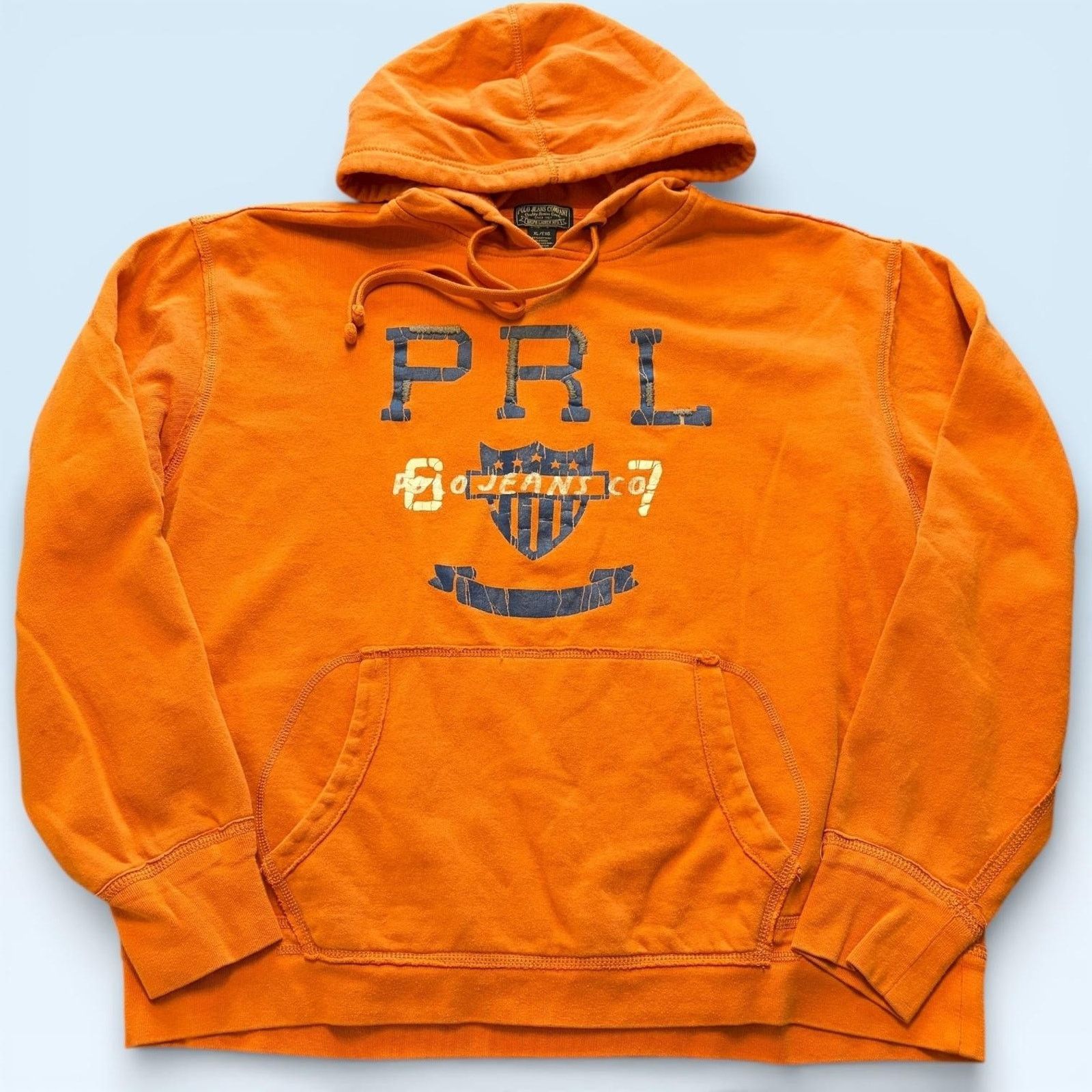 Polo Ralph Lauren Polo Jeans Company Hoodie Sweatshirt XL Orange PRL Shield Size US XL / EU 56 / 4 - 1 Thumbnail