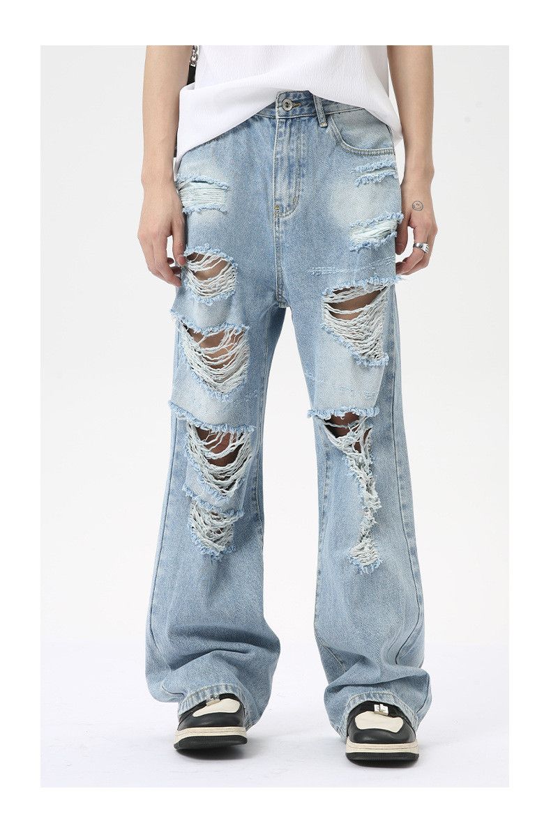 Vintage Men's heavy-duty distressed casual loose ripped jeans Size US 32 / EU 48 - 1 Thumbnail