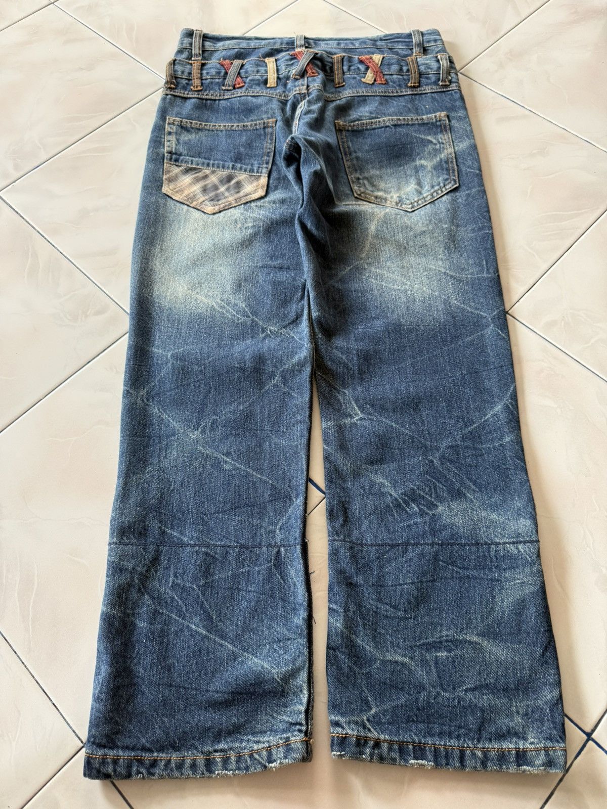 Hysteric Glamour Bercedos Japan Double Waist Cut & Sew Whiskers Jeans Size US 30 / EU 46 - 2 Thumbnail