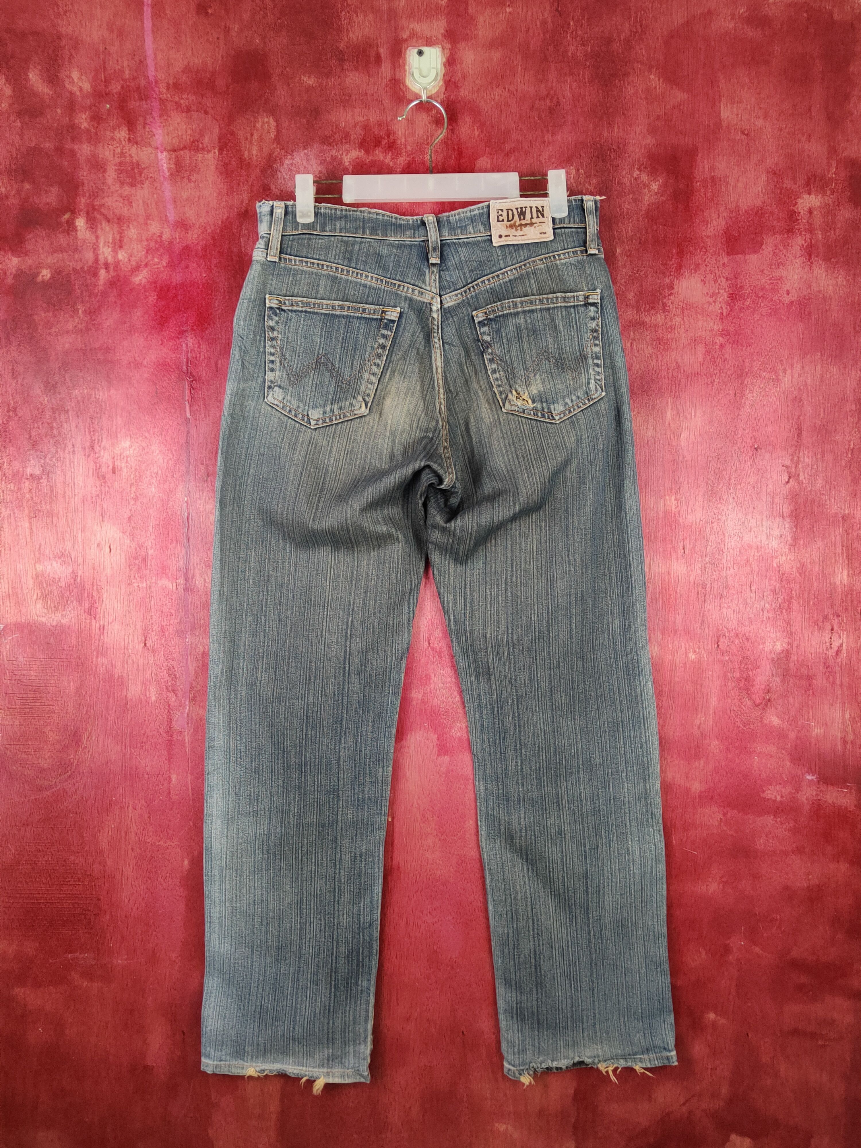 Edwin vintage Edwin Dark Blue Faded distressed Denim #S1605 Size US 30 / EU 46 - 7 Thumbnail