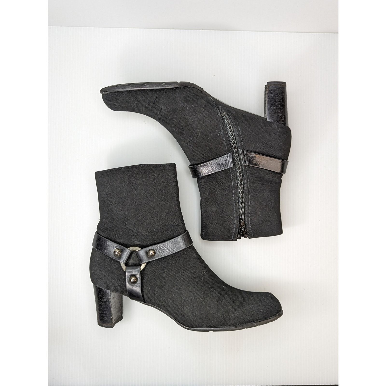 Stuart Weitzman Chelsea black heeled ankle buckle boots moto sz 7 Size US 7 / IT 37 - 4 Thumbnail