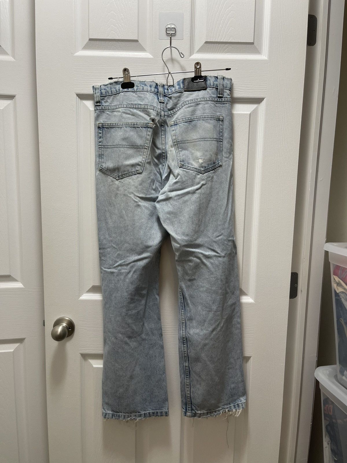 Vintage Nevada Custom Distressed Light Wash Denim Jeans Size US 32 / EU 48 - 2 Thumbnail