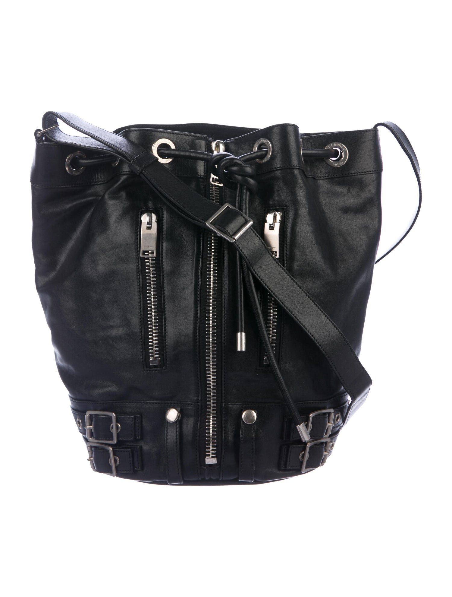 Saint Laurent Paris Saint Laurent Paris Leather Rider Shoulder Bucket Bag Purse Size ONE SIZE - 6 Thumbnail