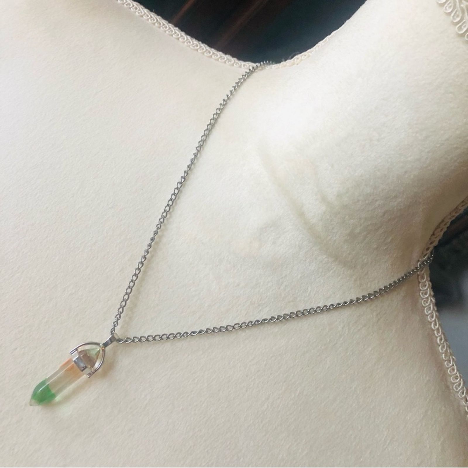 Handmade Handcrafted crowned faceted glass crystal pendant necklace Size ONE SIZE - 2 Thumbnail