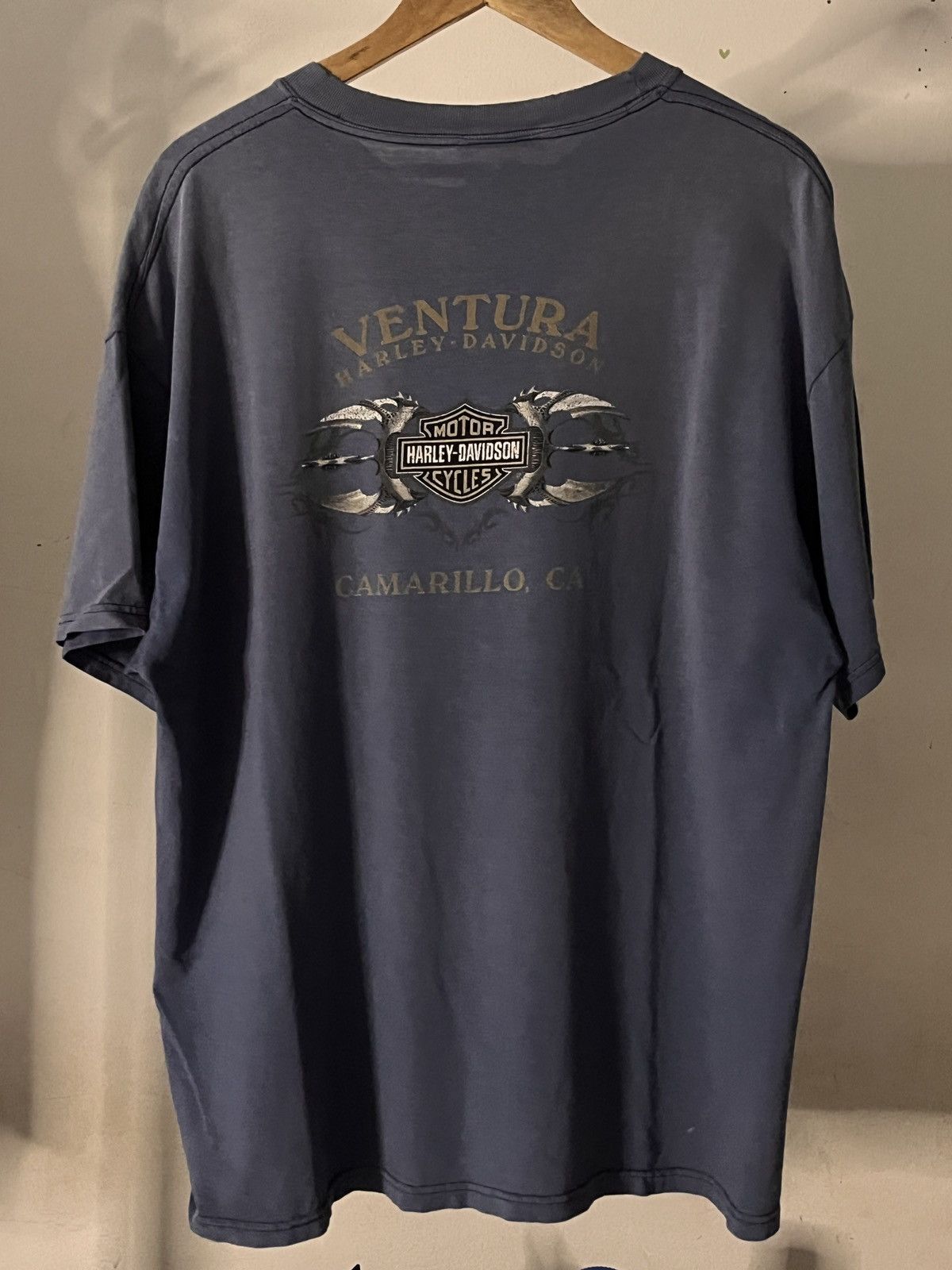 RARE ! VINTAGE Y2K HARLEY DAVIDSON BLUE LIGHTNING TSHIRT