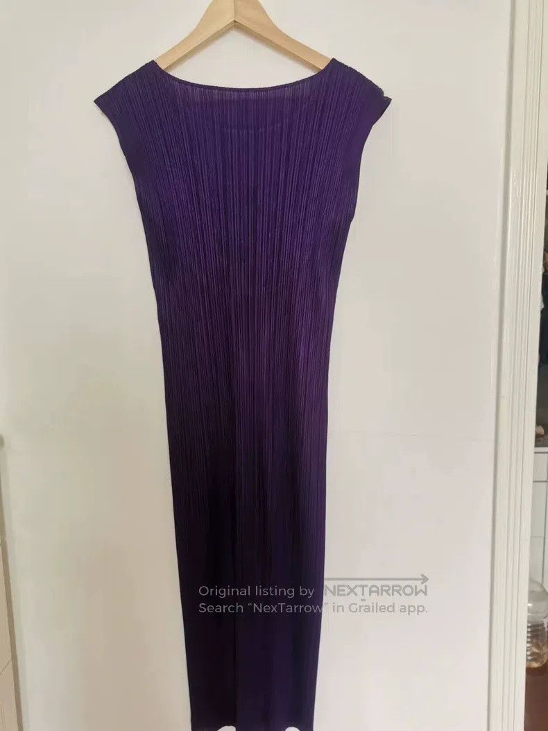 Issey Miyake Issey Miyake Sleeveless Gold Embroidery Chain Purple Dress Size XXL / US 16-18 / IT 52-54 - 3 Thumbnail