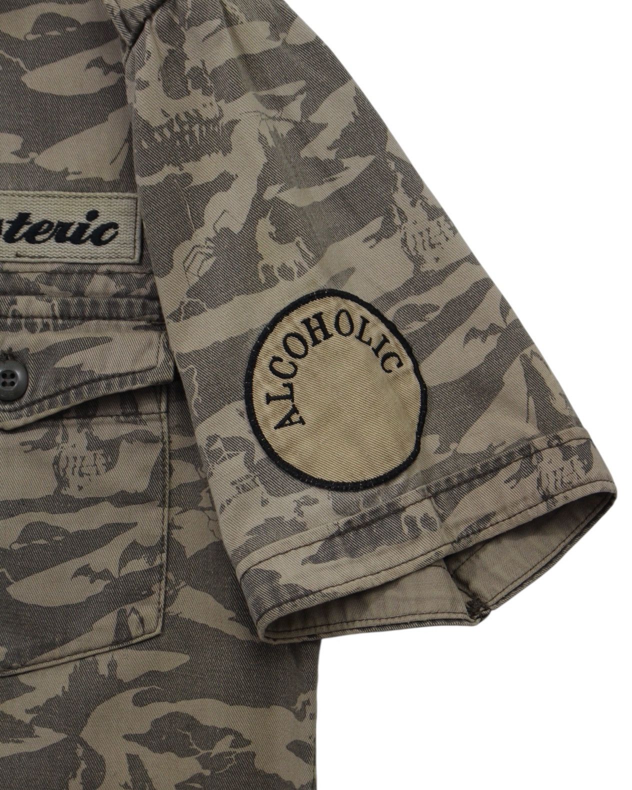 Hysteric Glamour 2000S HYSTERIC GLAMOUR HEAVY SMOKER SKULL CAMO PATCH SHIRT Size US M / EU 48-50 / 2 - 6 Thumbnail