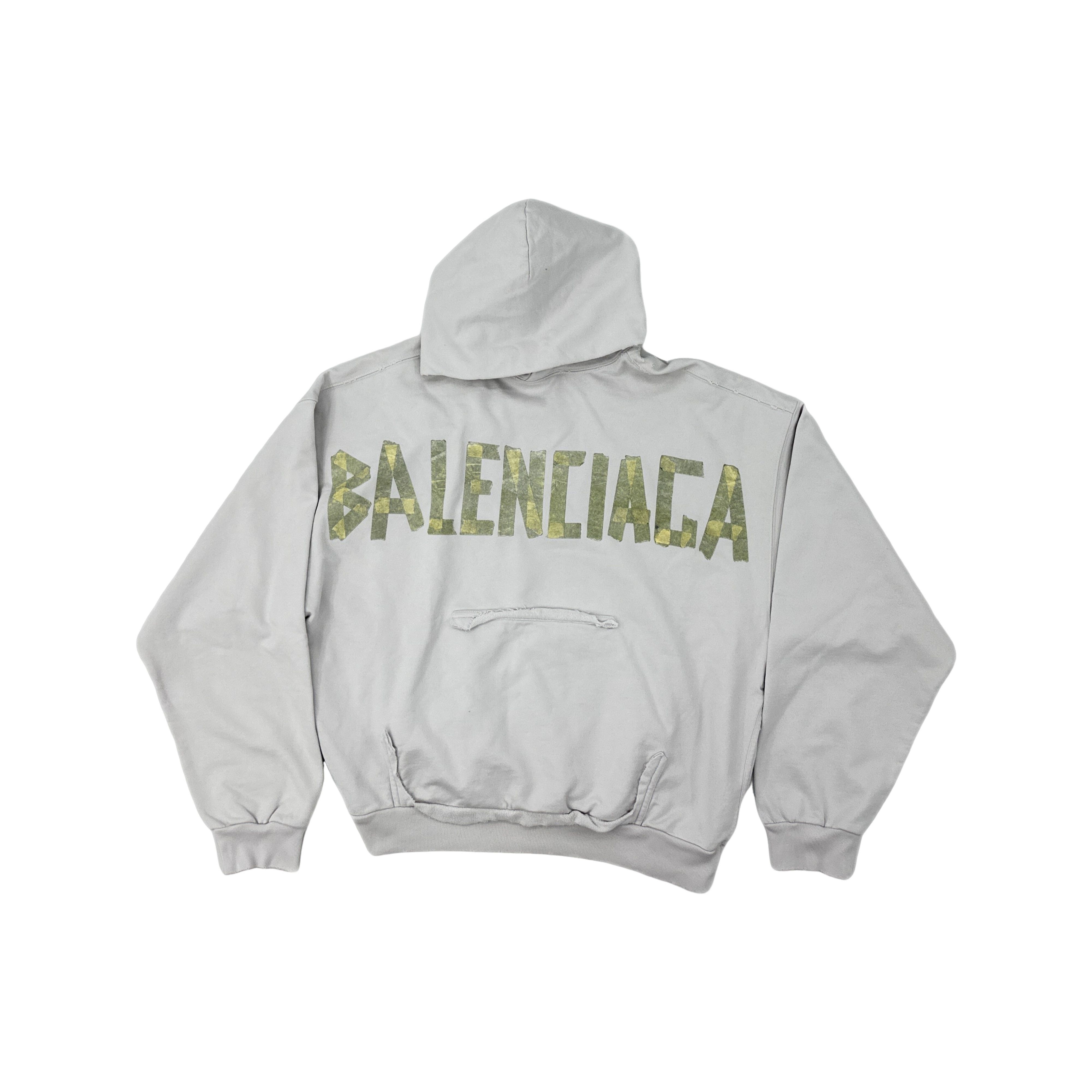 Balenciaga Balenciaga Tape Logo Distressed Hoodie XXS Size US XXS / EU 40 - 1 Thumbnail
