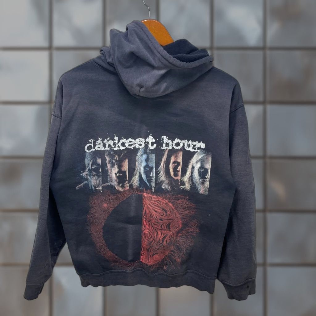 Gildan VINTAGE Darkest Hour Band Hoodie Medium Mens Black Full Zip Emo Y2K Hardcore Sun Faded Gildan Size US M / EU 48-50 / 2 - 1 Thumbnail