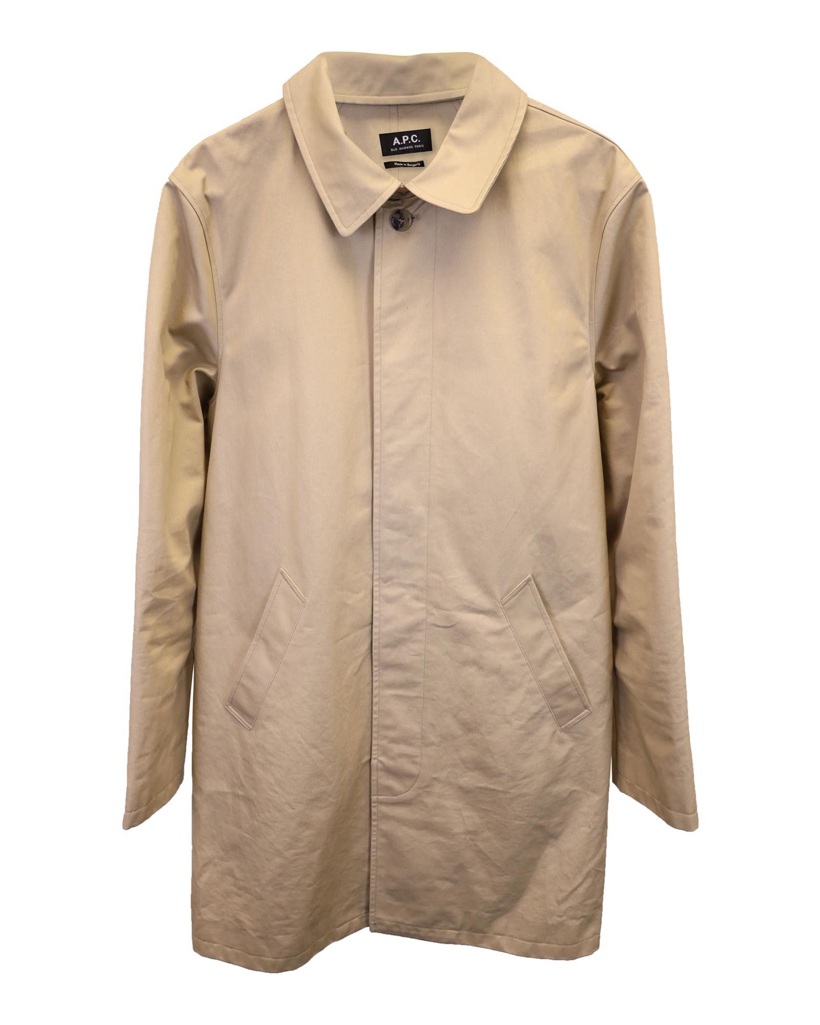 image of A P C Versatile Beige Cotton Trench Coat With Polished Look, Men's (Size Large)