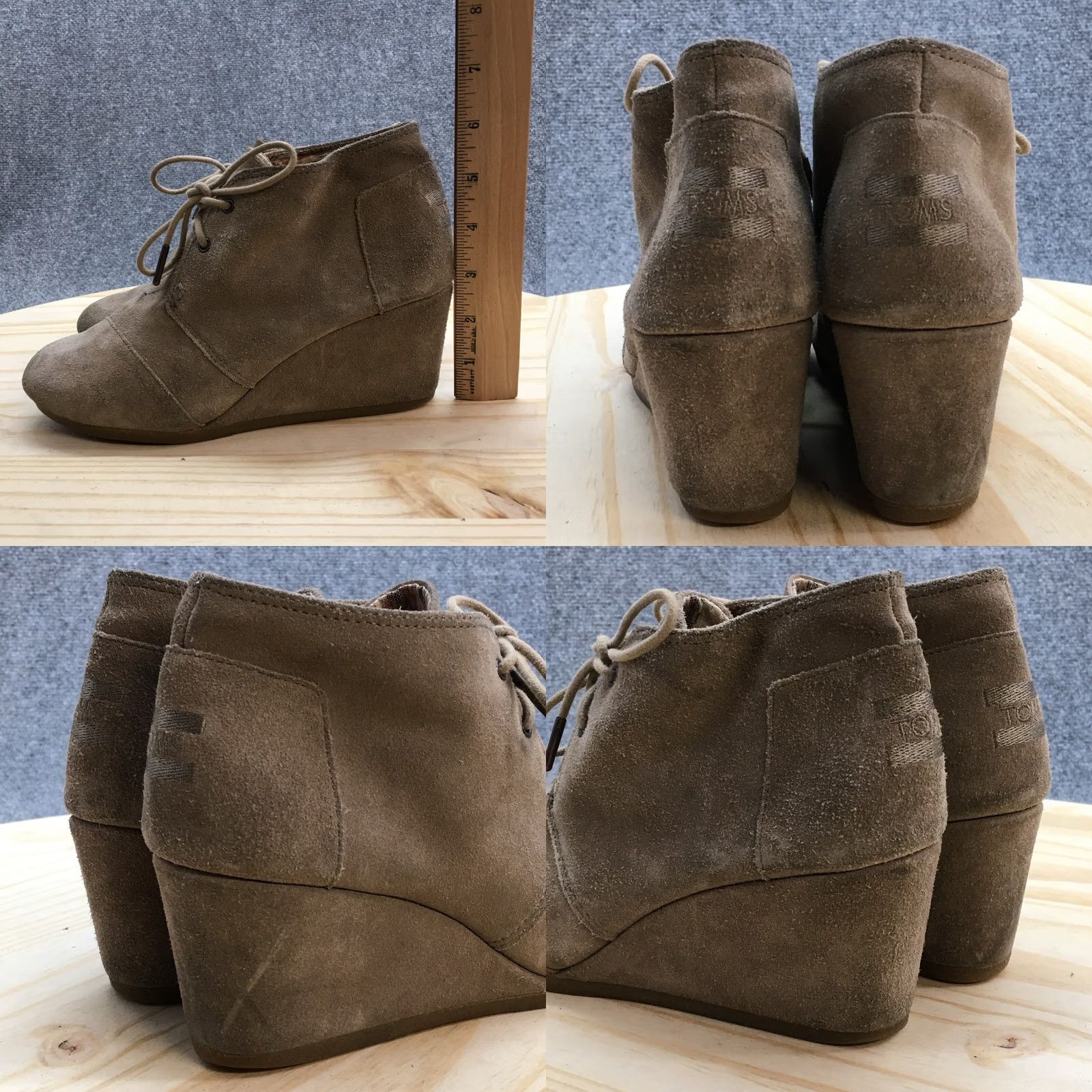 Toms TOMS Boots Women Chukka Wedge Brown Faux Suede Round Toe Casual Comfort Boots Mens? Size US 8 / IT 38 - 8 Thumbnail