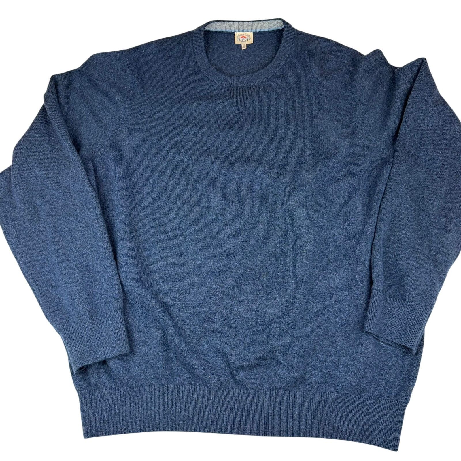 Faherty Faherty Blue Crewneck Sweater XXL Organic Cotton Size US XXL / EU 58 / 5 - 1 Thumbnail