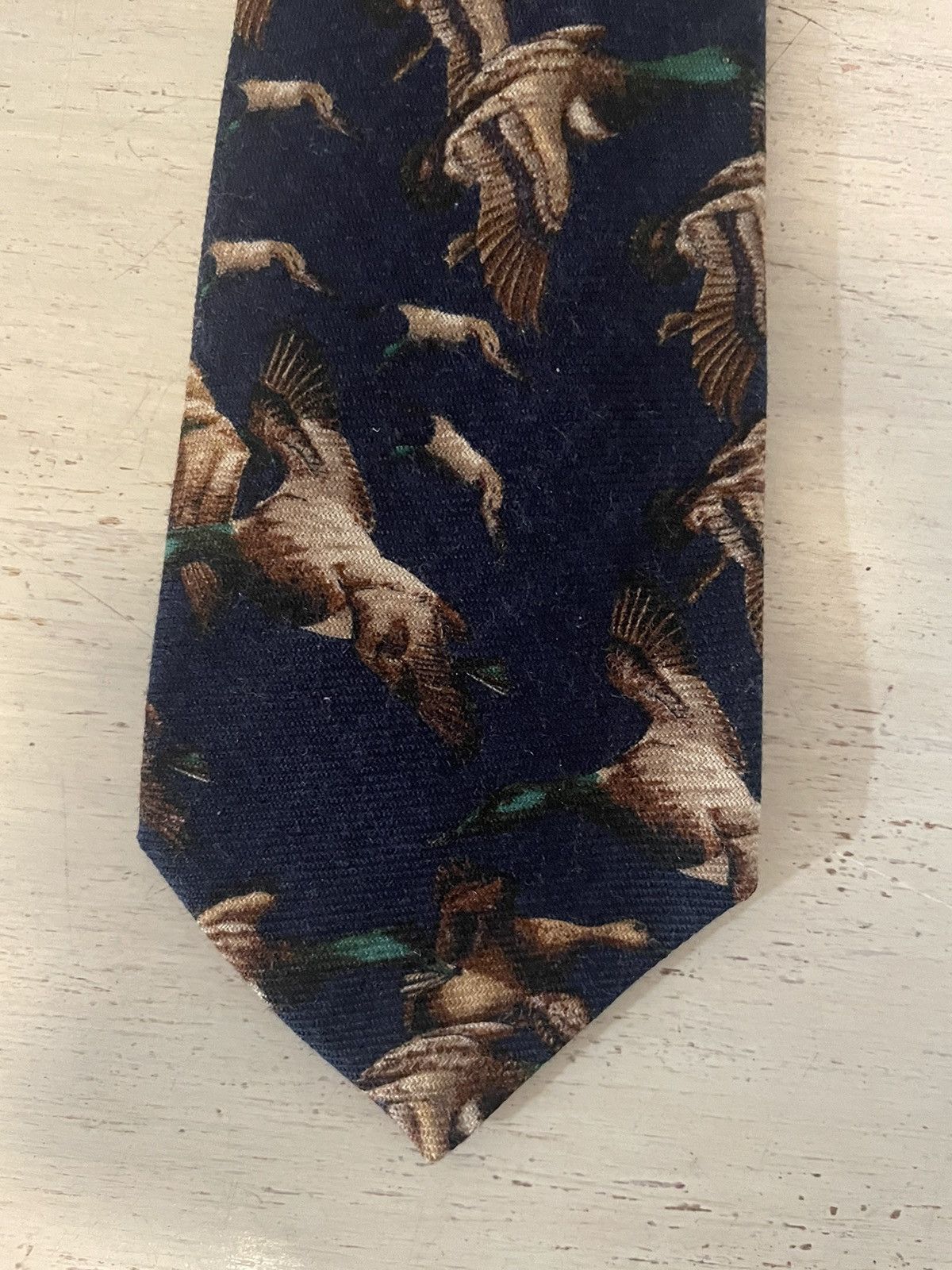 Paul Stuart × Vintage Rare Flying Mallard Print Wool Tie Size ONE SIZE - 5 Thumbnail