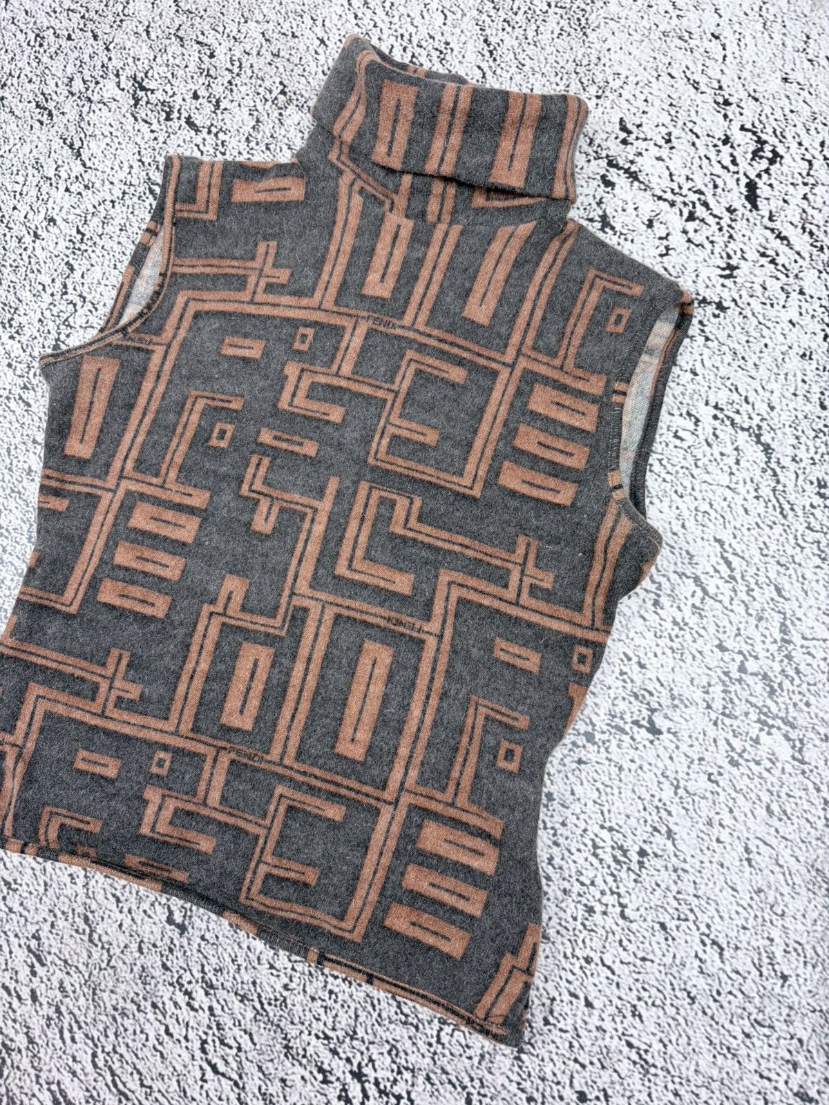 Fendi Vintage 90s Fendi Jeans Monogram Wool Angora Turtleneck Vest Size M / US 6-8 / IT 42-44 - 3 Thumbnail