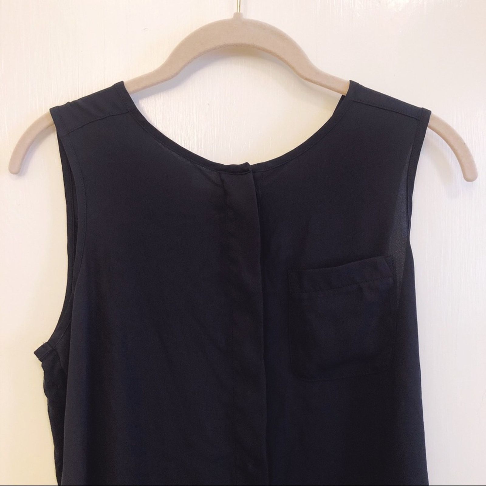 Loft LOFT Navy Mixed Media Sleeveless Top Size S / US 4 / IT 40 - 3 Thumbnail