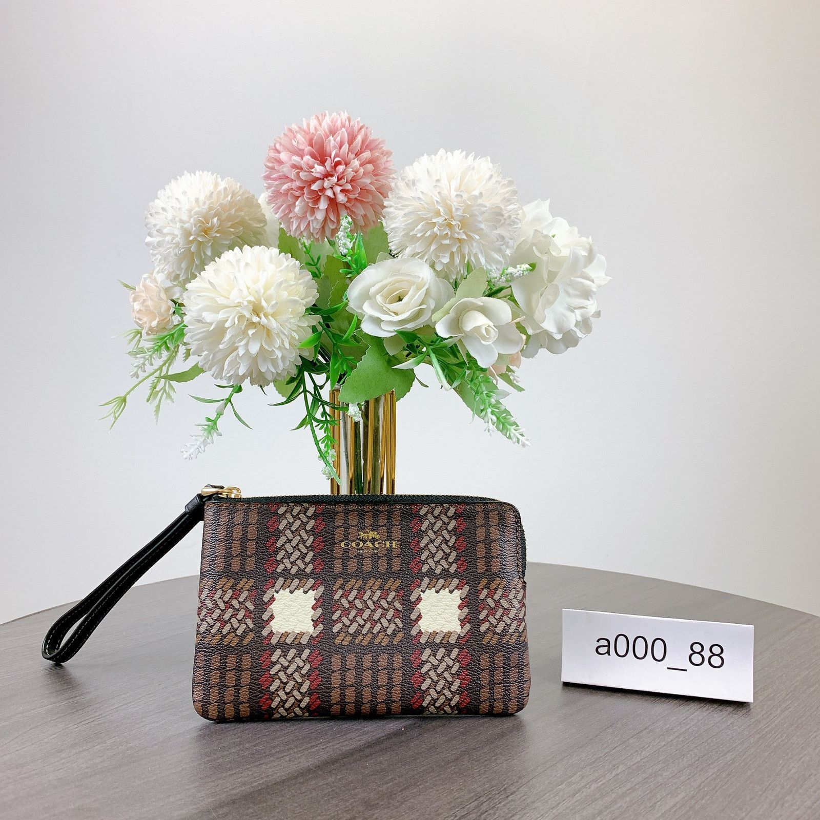Coach Coach CN012 Corner Zip Wristlet With Brushed Plaid Print Size ONE SIZE - 1 Thumbnail