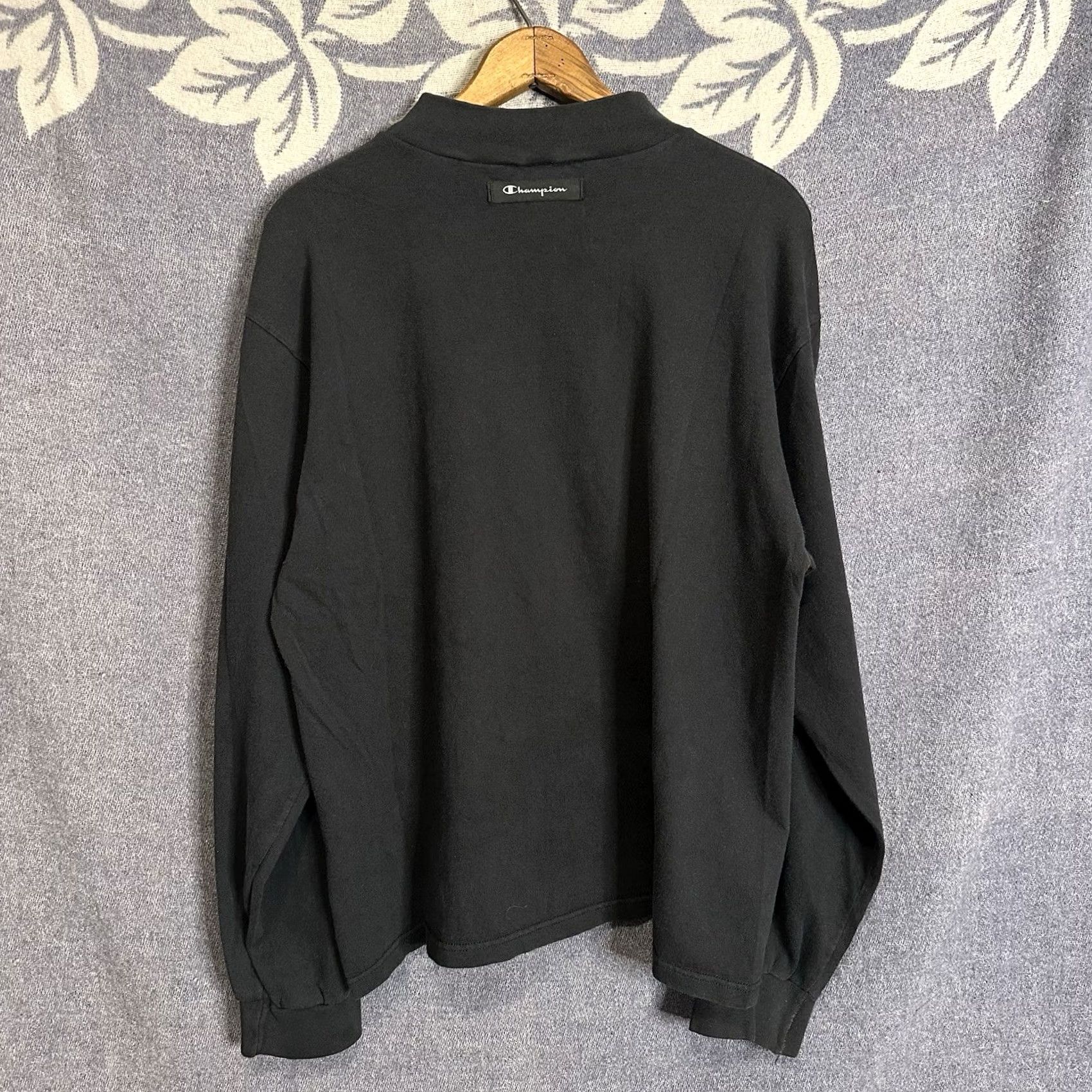 Champion VINTAGE Champion Black Long Sleeve Shirt Mens Large Mock Neck 90s Cotton Size US L / EU 52-54 / 3 - 6 Thumbnail