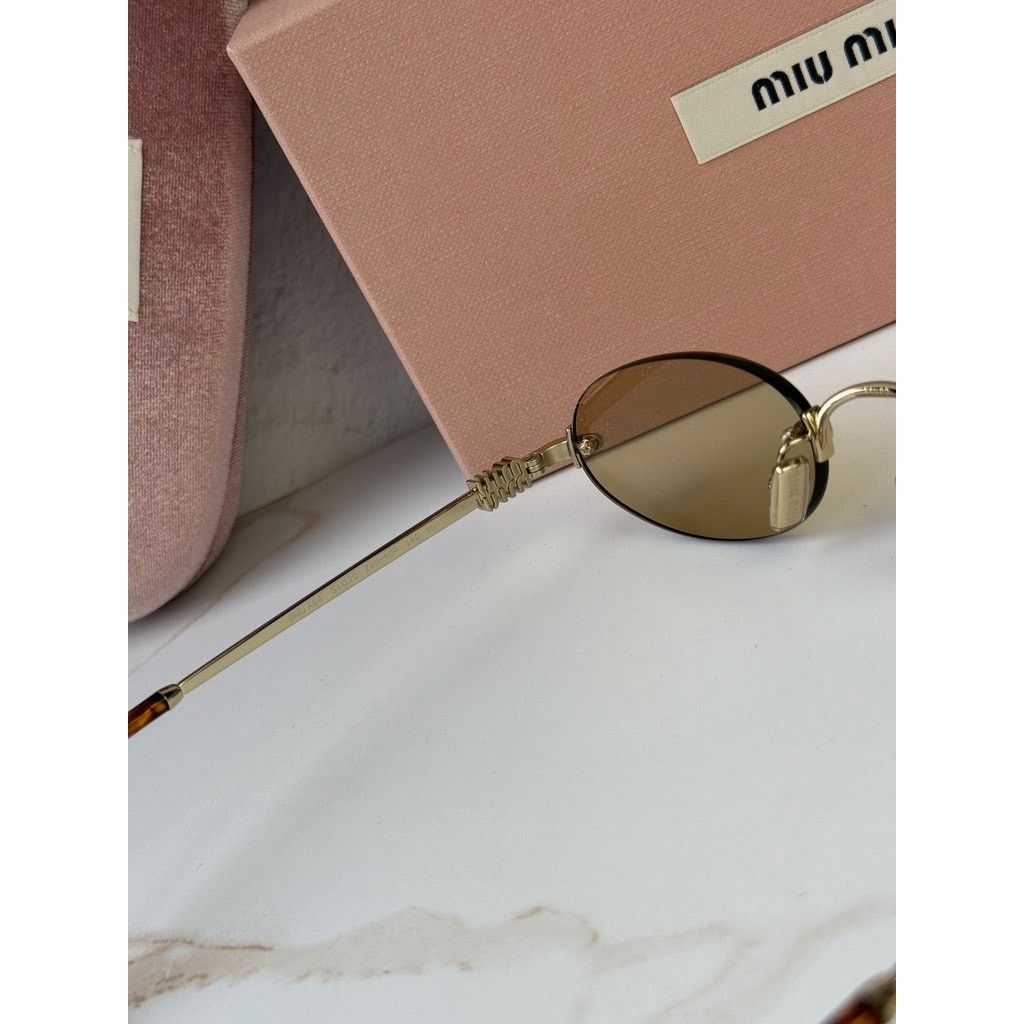 Miu Miu NEW Miu Miu MU A54S Rimless Sunglasses in Gold Yellow $578 Size ONE SIZE - 7 Thumbnail